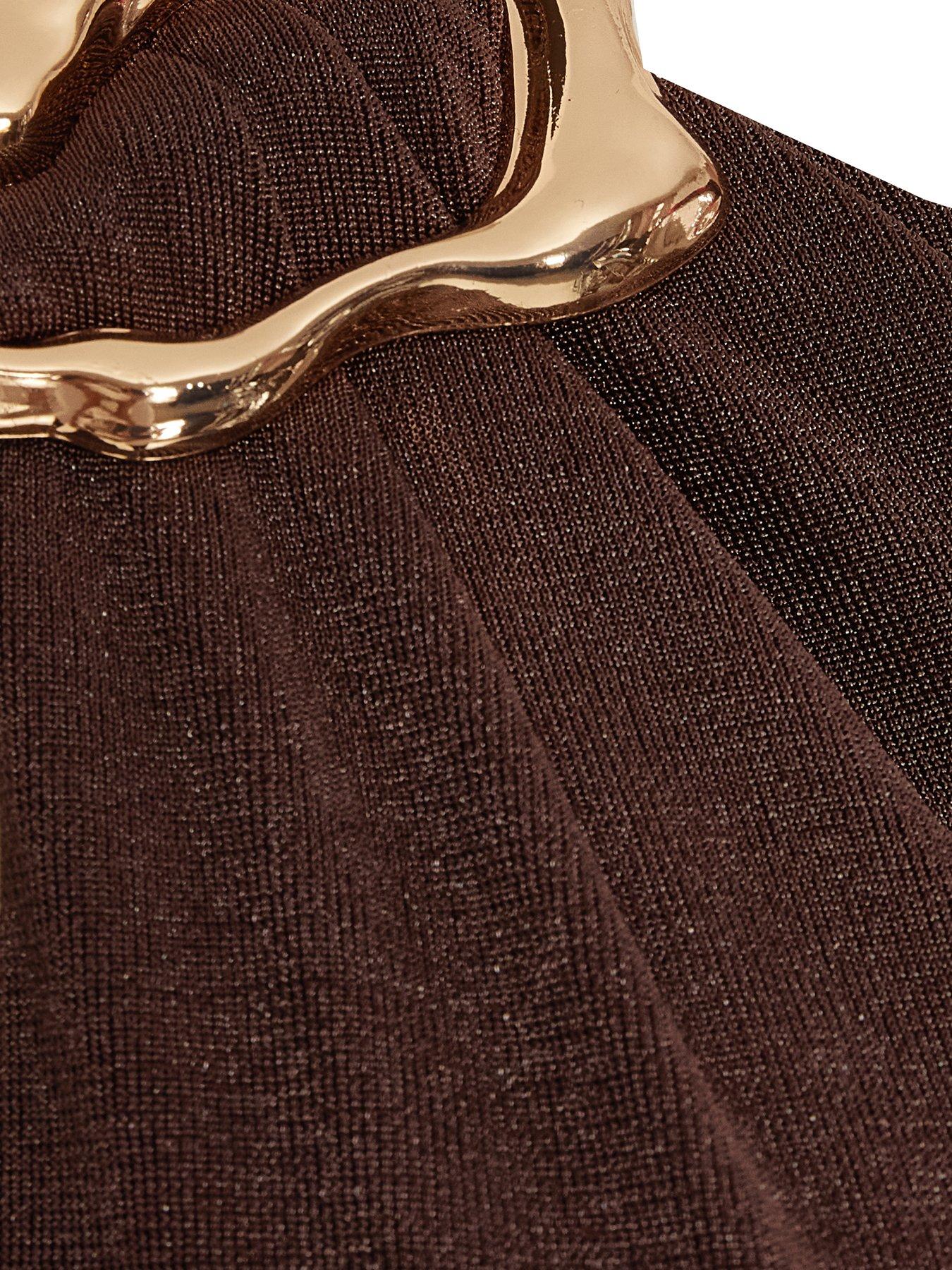 Image 6 of 6 of Quiz Brown One Shoulder Maxi Dress