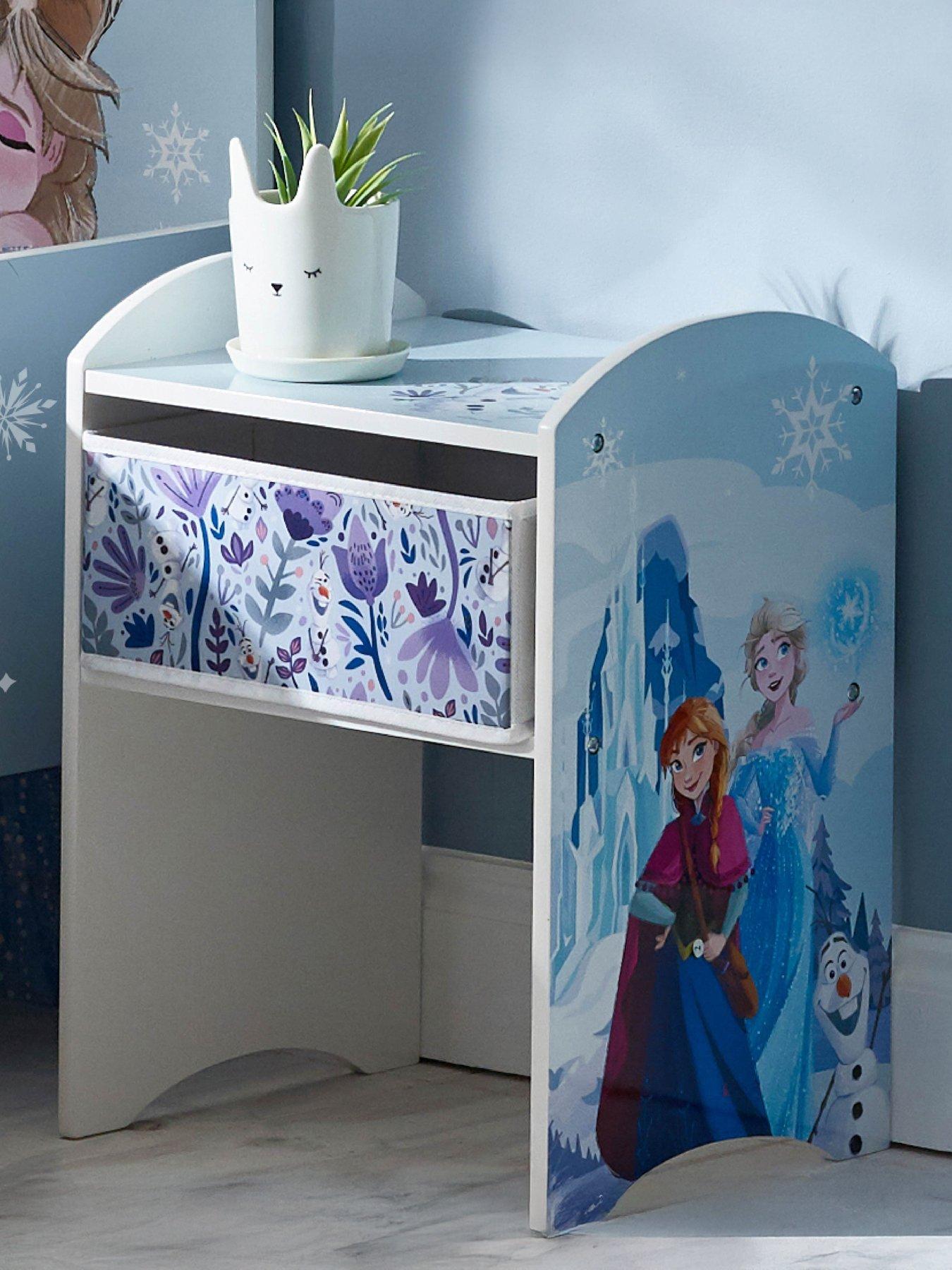 Disney Frozen Bedside Table - Sturdy Engineered Wood Construction, Small Side Table with Drawer for Kid's Bedroom