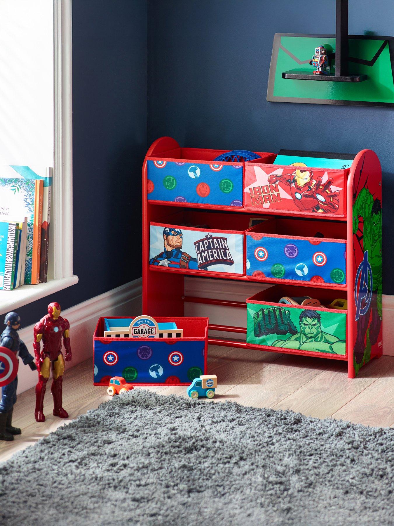 Image 1 of 5 of Marvel Avengers Toy Storage Unit: 6-Box Organizer for Bedroom - Made from Engineered Wood/Fabric/Metal - Easy Assembly and Clean Up