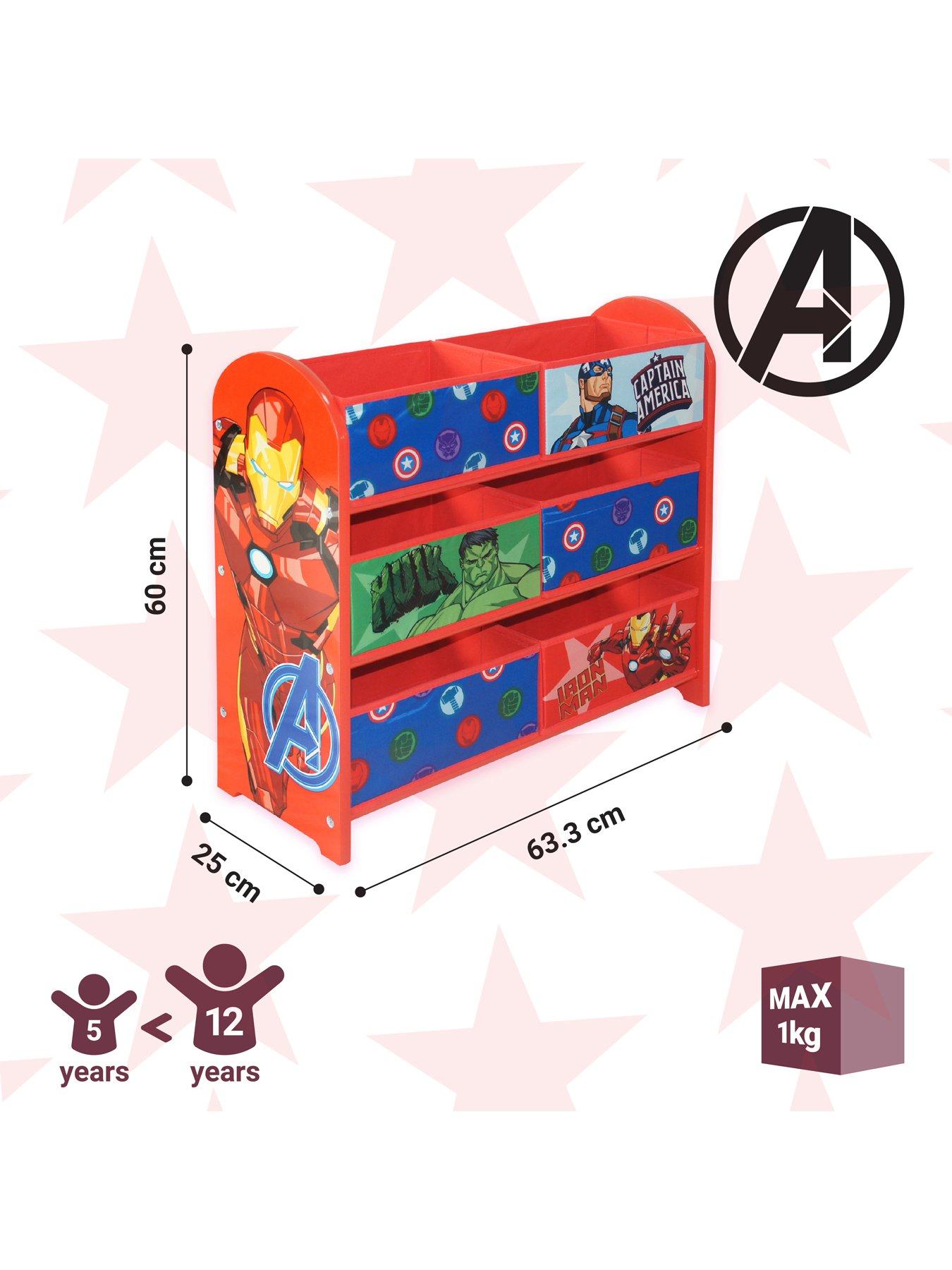 Image 3 of 5 of Marvel Avengers Toy Storage Unit: 6-Box Organizer for Bedroom - Made from Engineered Wood/Fabric/Metal - Easy Assembly and Clean Up