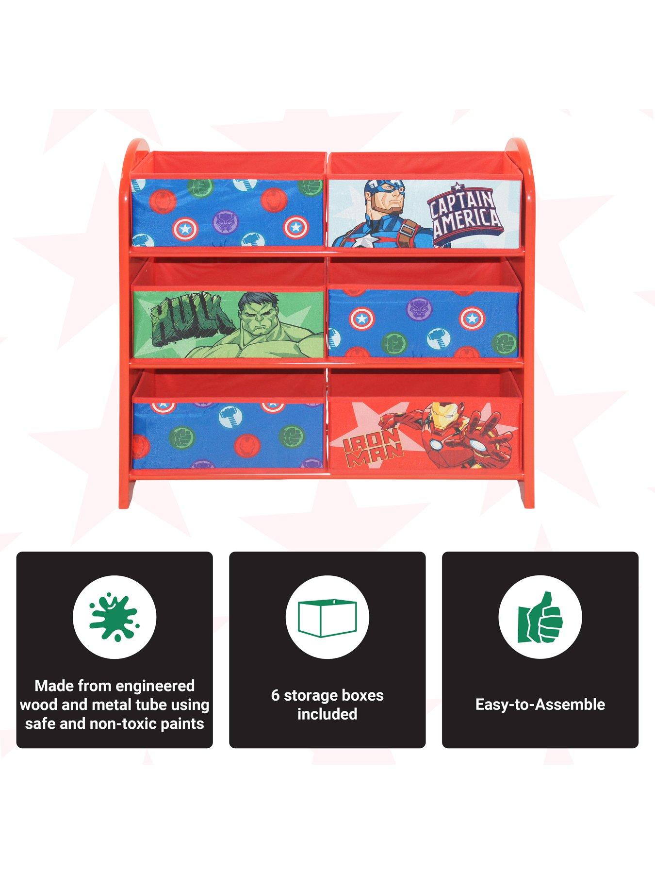 Image 4 of 5 of Marvel Avengers Toy Storage Unit: 6-Box Organizer for Bedroom - Made from Engineered Wood/Fabric/Metal - Easy Assembly and Clean Up