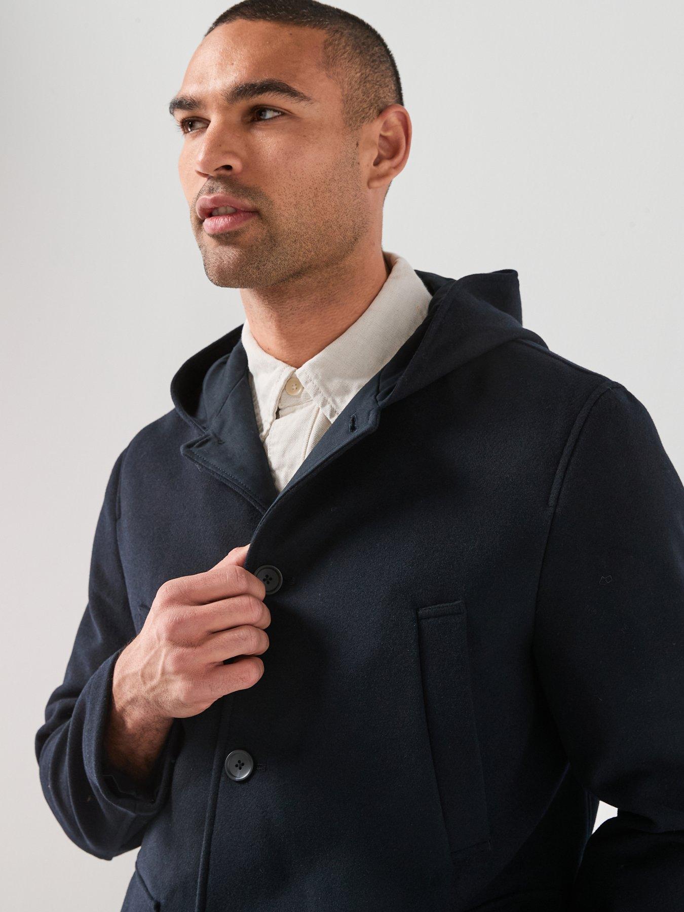 Image 4 of 6 of Mango Sancho Overcoat - Navy