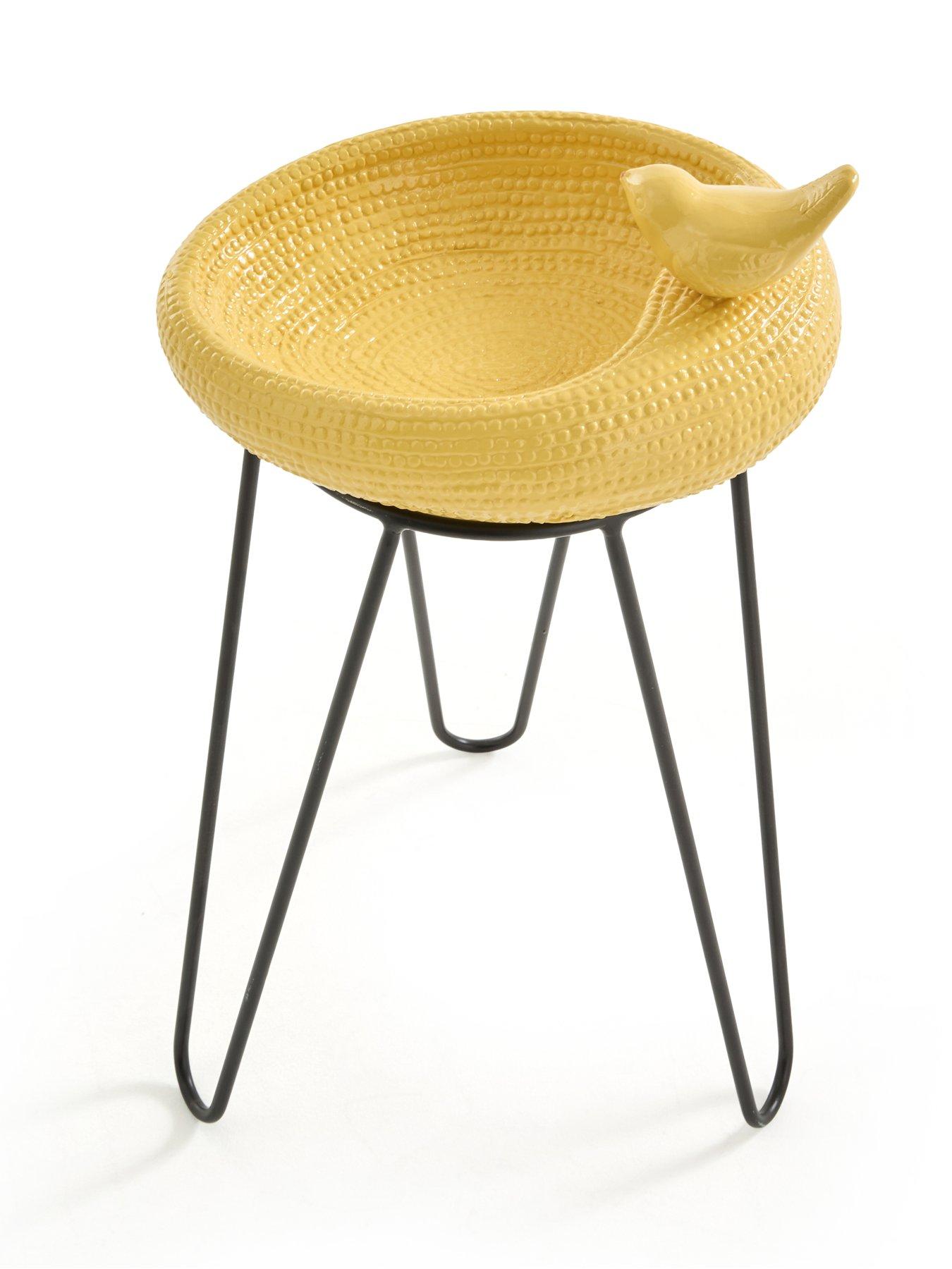 Image 3 of 5 of The Very Collection Birdbath On Metal Stand- Lemon