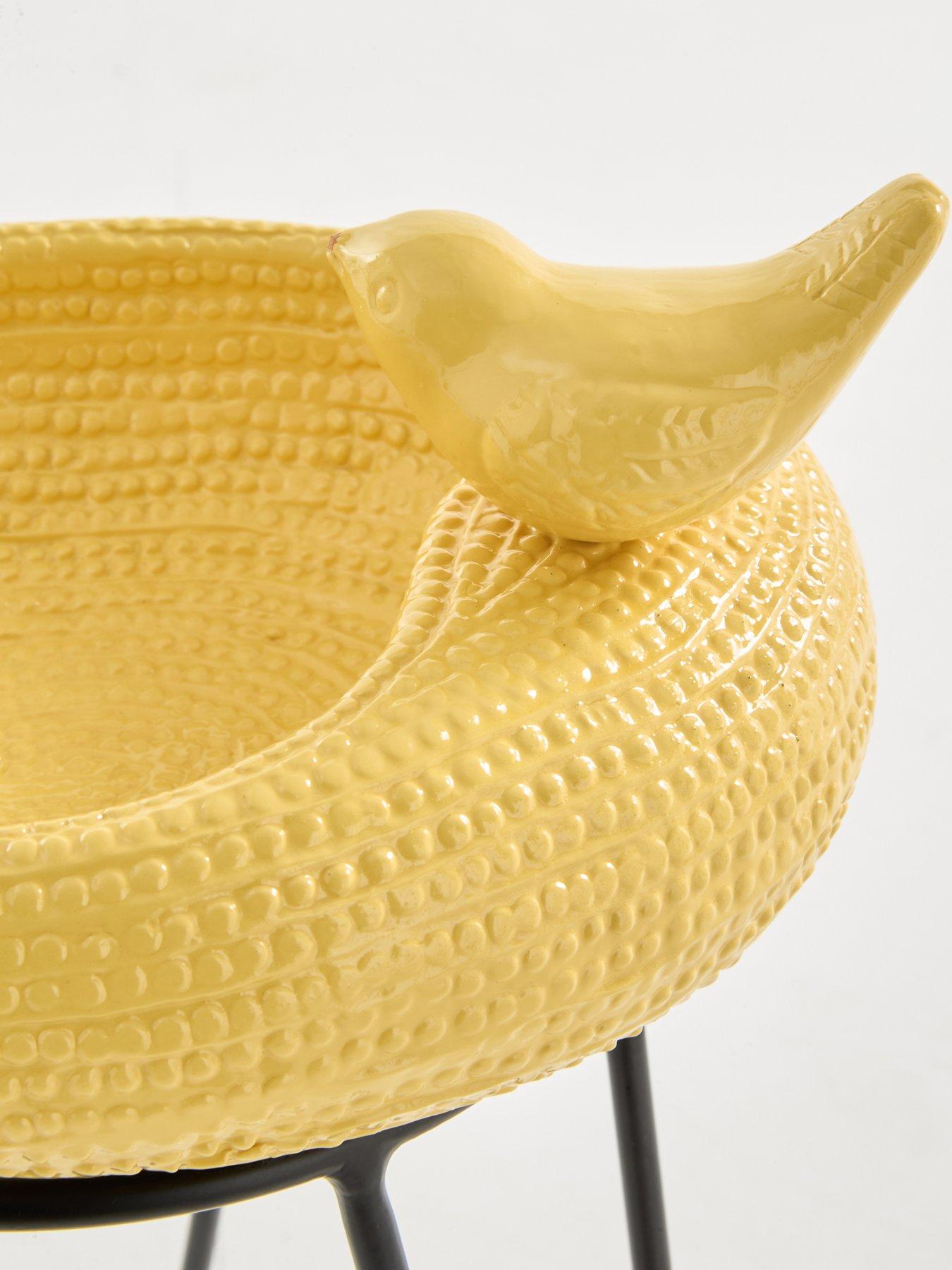 Image 4 of 5 of The Very Collection Birdbath On Metal Stand- Lemon