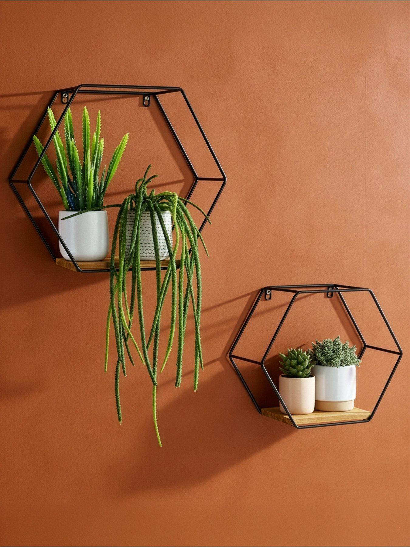 The Very Collection Set Of 2 Hexagon Wall Shelves