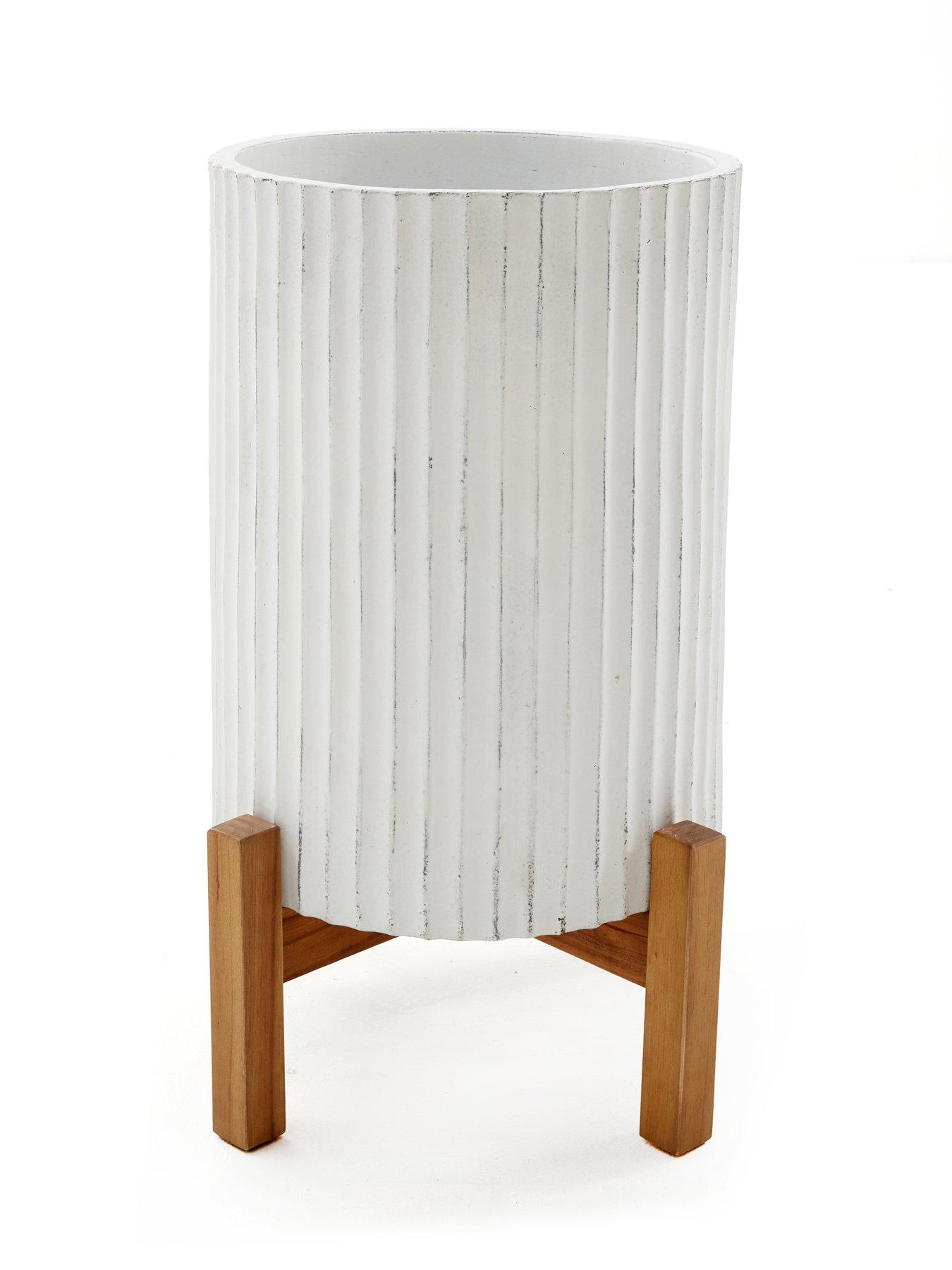 The Very Collection Tall Ribbed Planter On Stand 30cm | Very