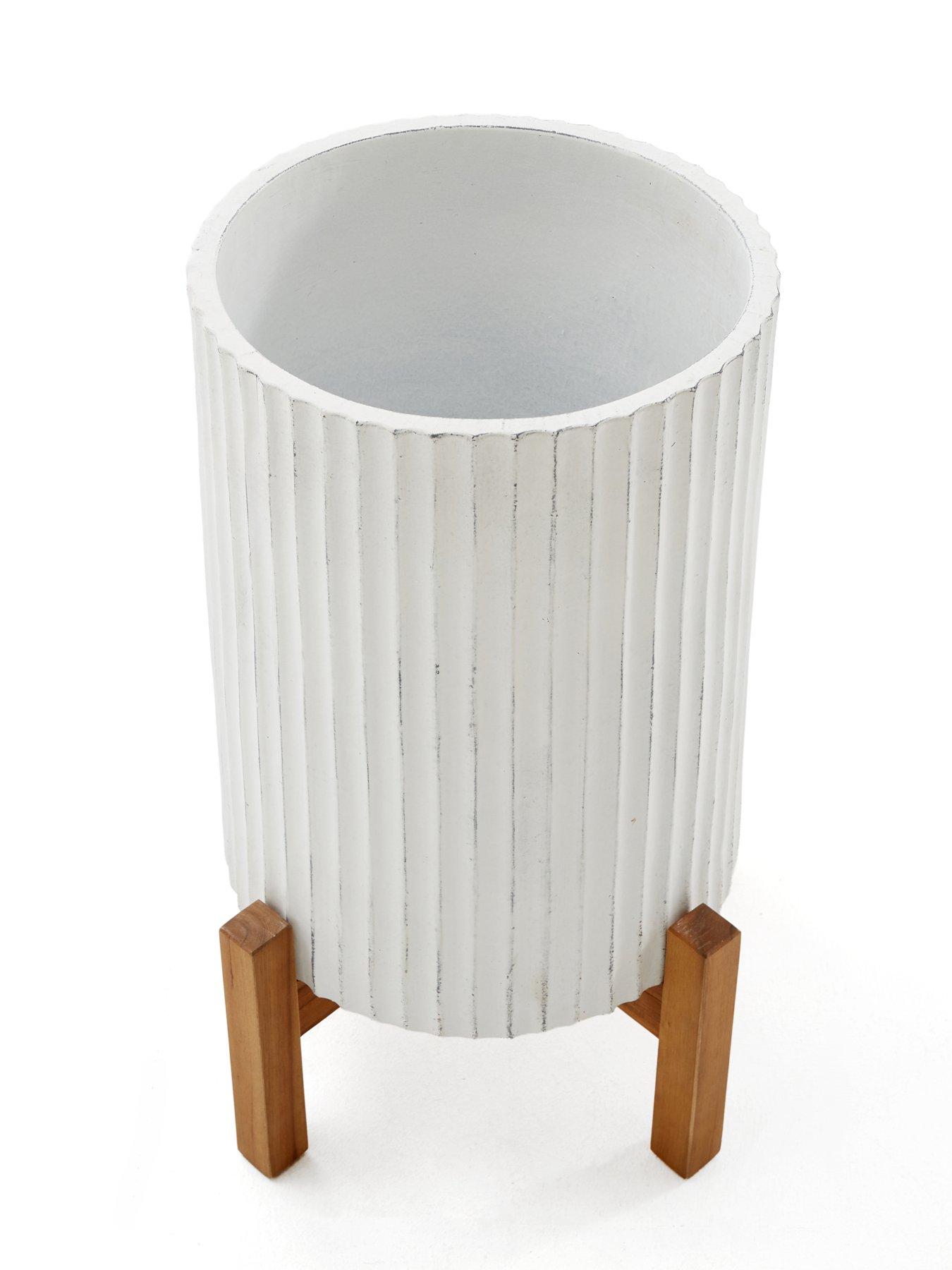 The Very Collection Tall Ribbed Planter On Stand 30cm | Very