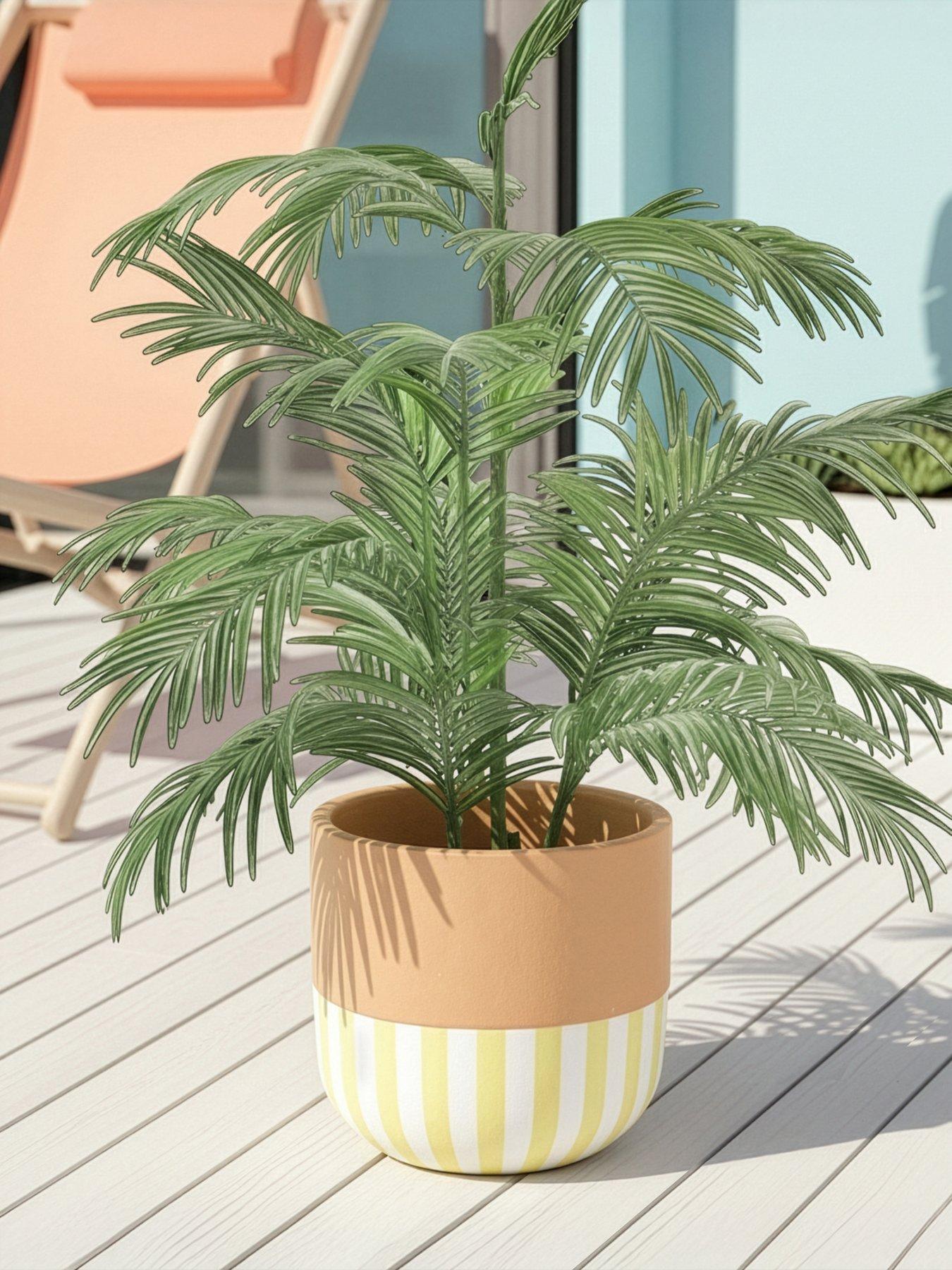 The Very Collection Stripe Planter 28cm- Yellow