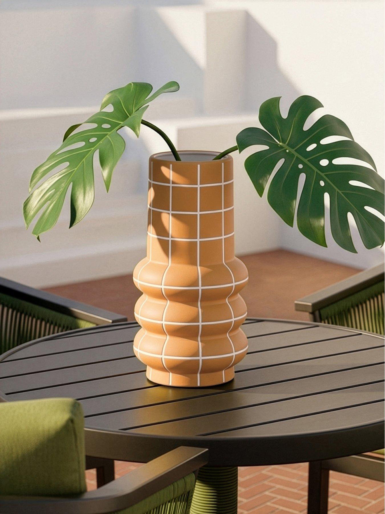 Image 1 of 5 of The Very Collection Donut Tiled Vase Planter Mustard