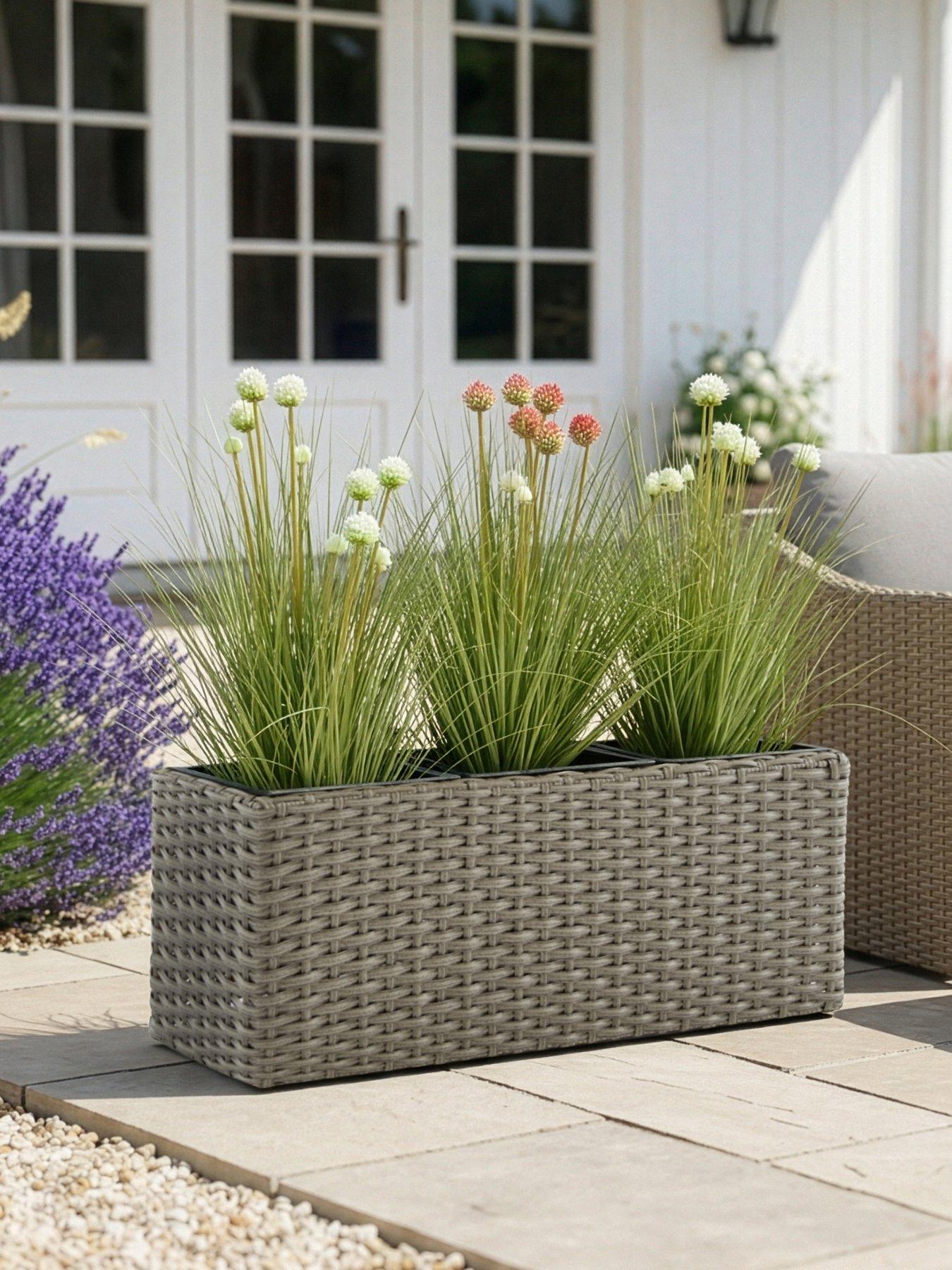 Image 1 of 6 of The Very Collection Antigua Trough Shape Rattan Planter