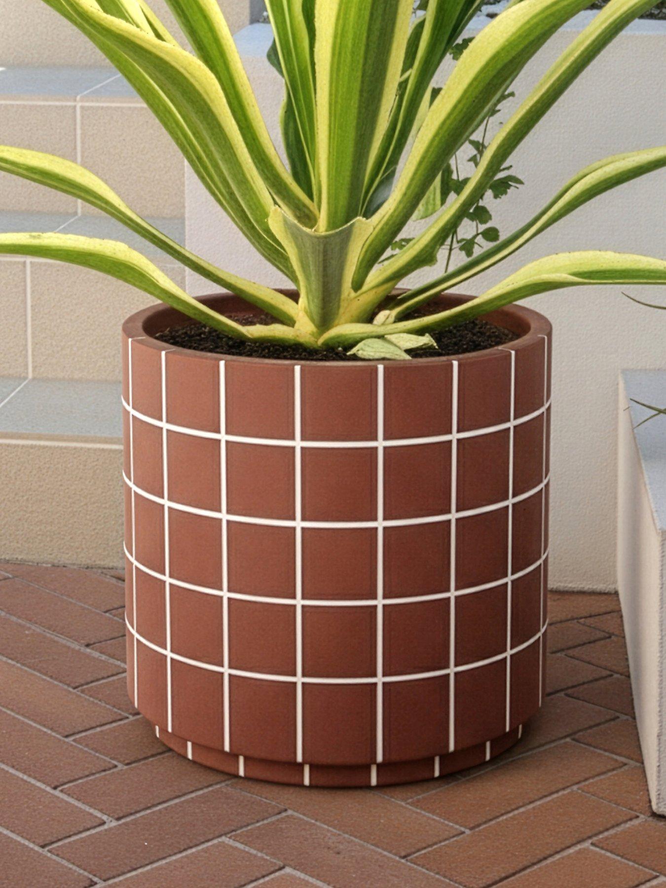 Image 1 of 4 of The Very Collection Tiled Grid Planter 27cm Wide - Rust