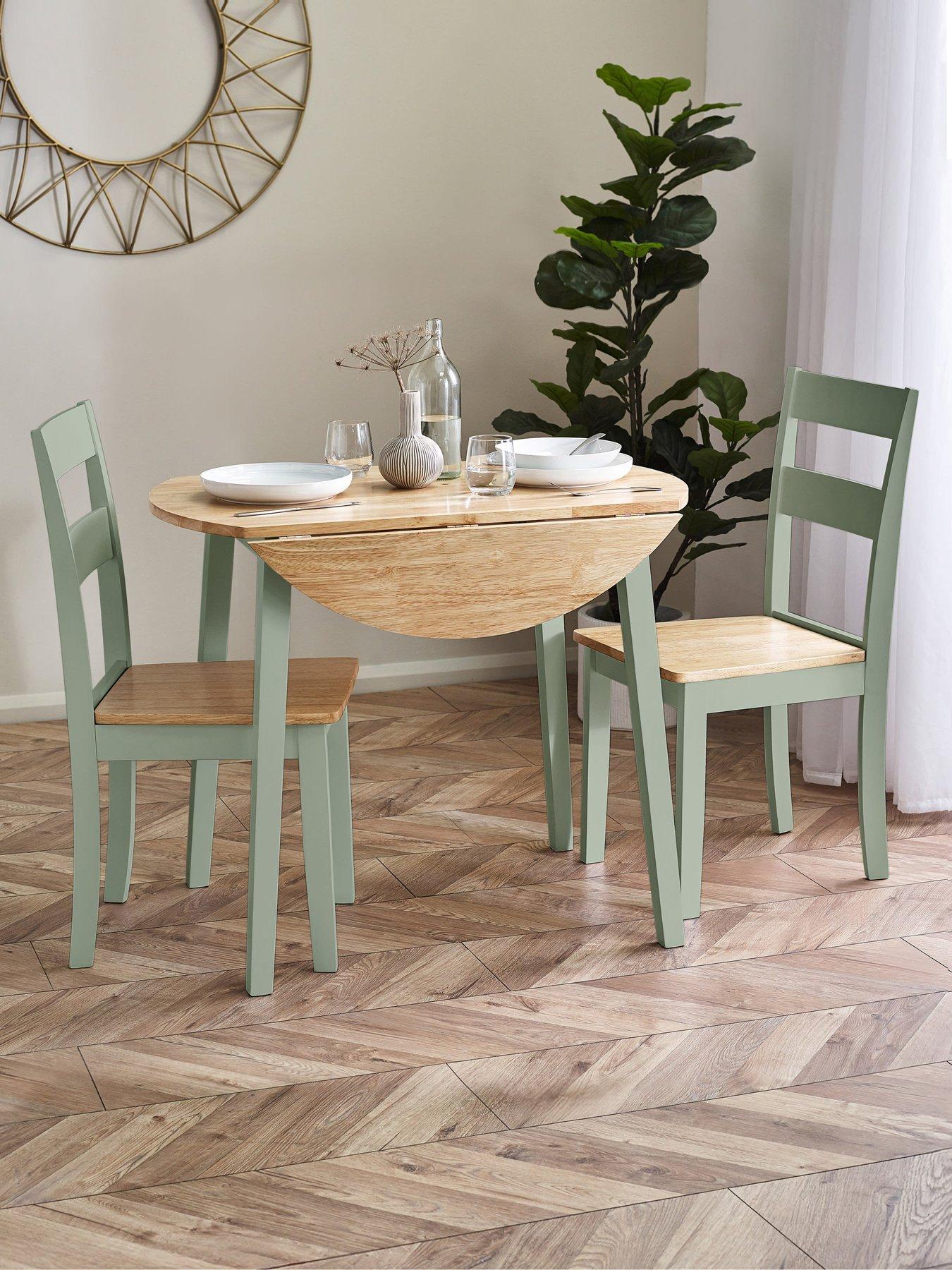 Image 1 of 7 of Julian Bowen Linwood Round Drop Leaf Dining Table With Choice of 2 or 4 Chairs