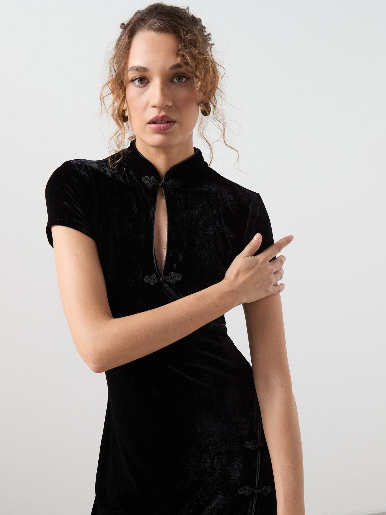 mini dress long sleeve Claribel Black & White Lace Long-Sleeve Mini Dress With Ruffle Hem – Club L  London