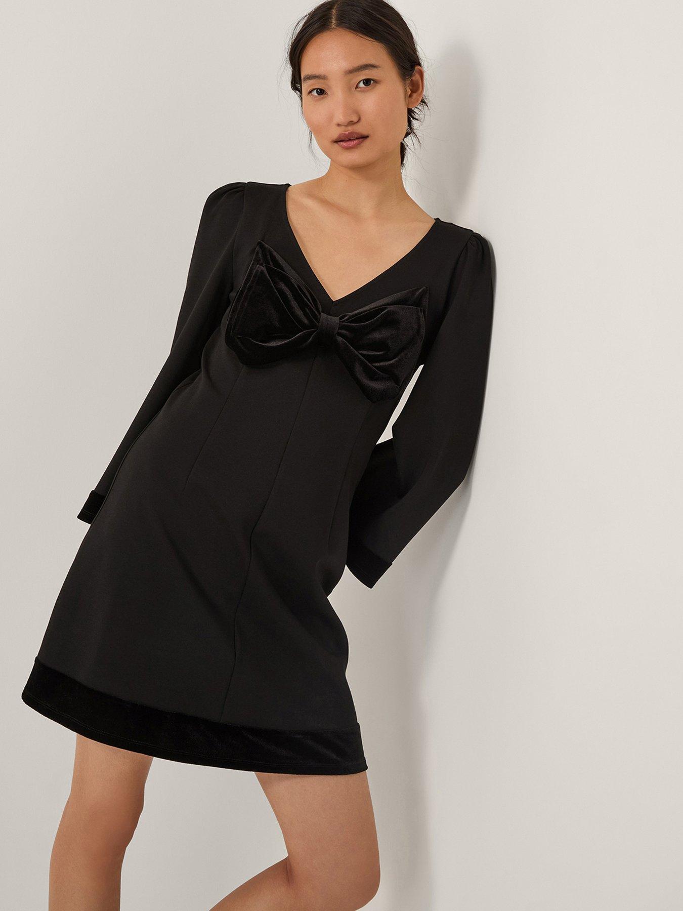 Monsoon Blair Bow Point Dress - Black