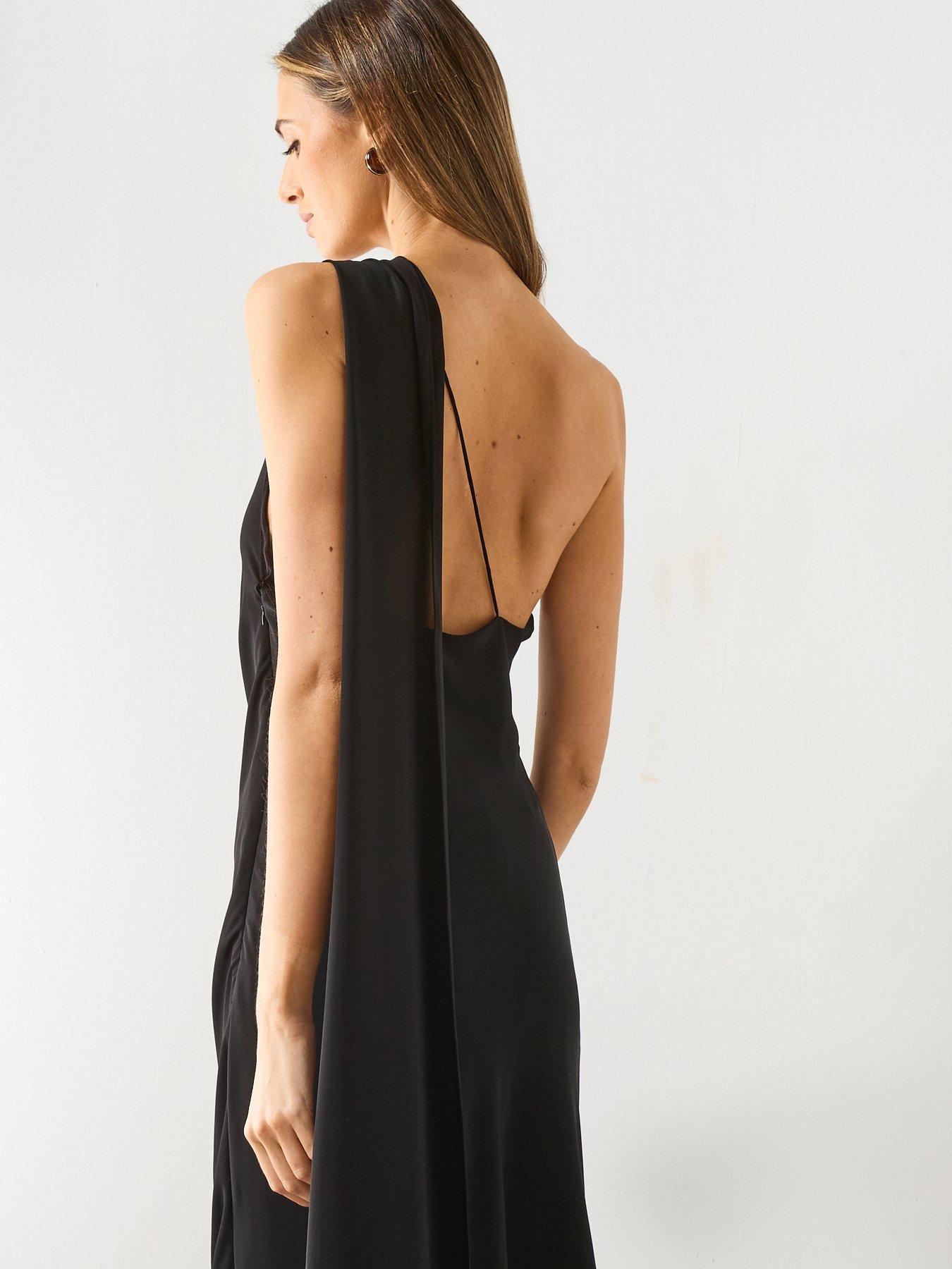Mango Asymmetrical Dress With Scarf - Black | Very