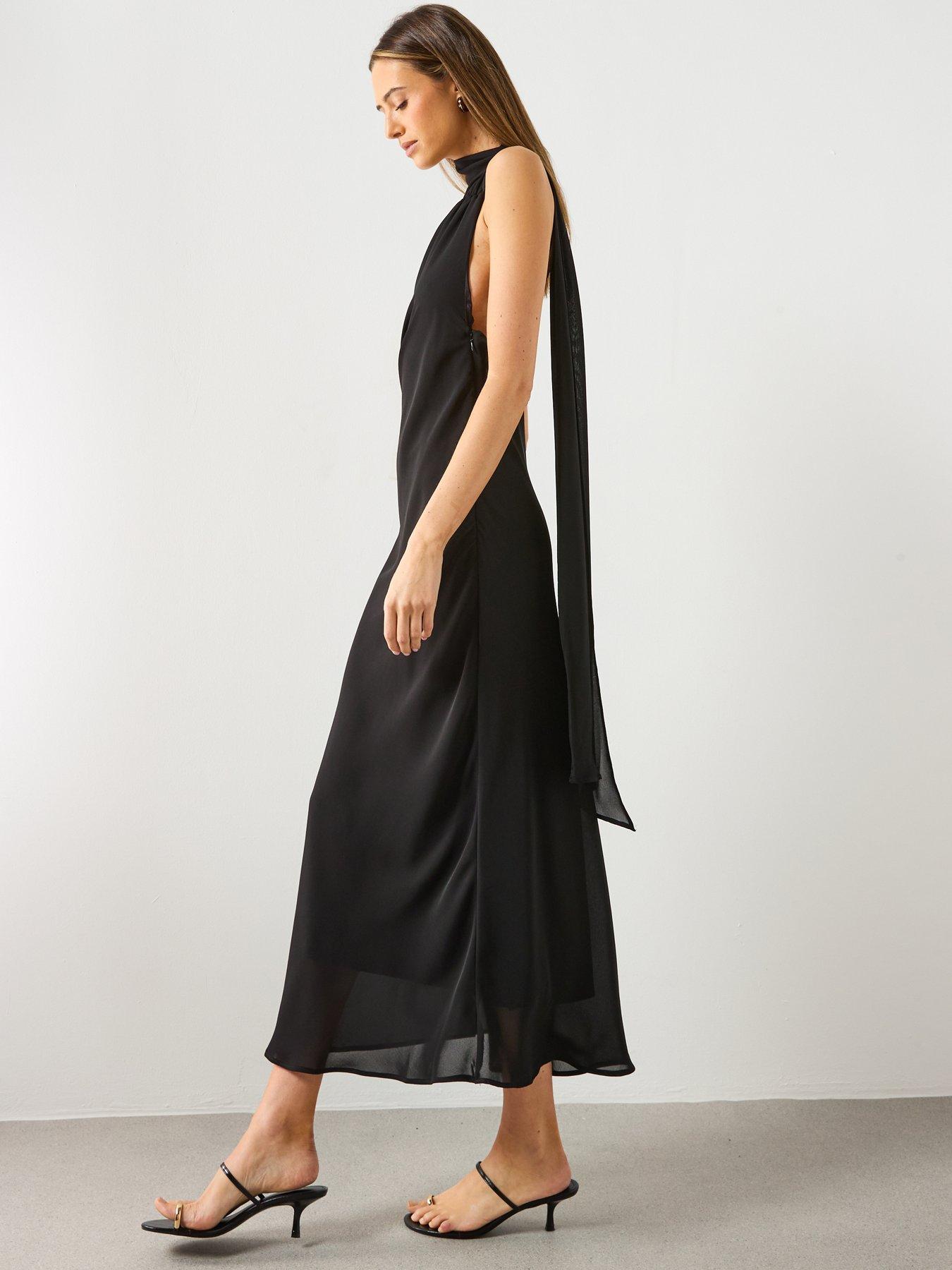 Mango Asymmetrical Dress With Scarf - Black | Very