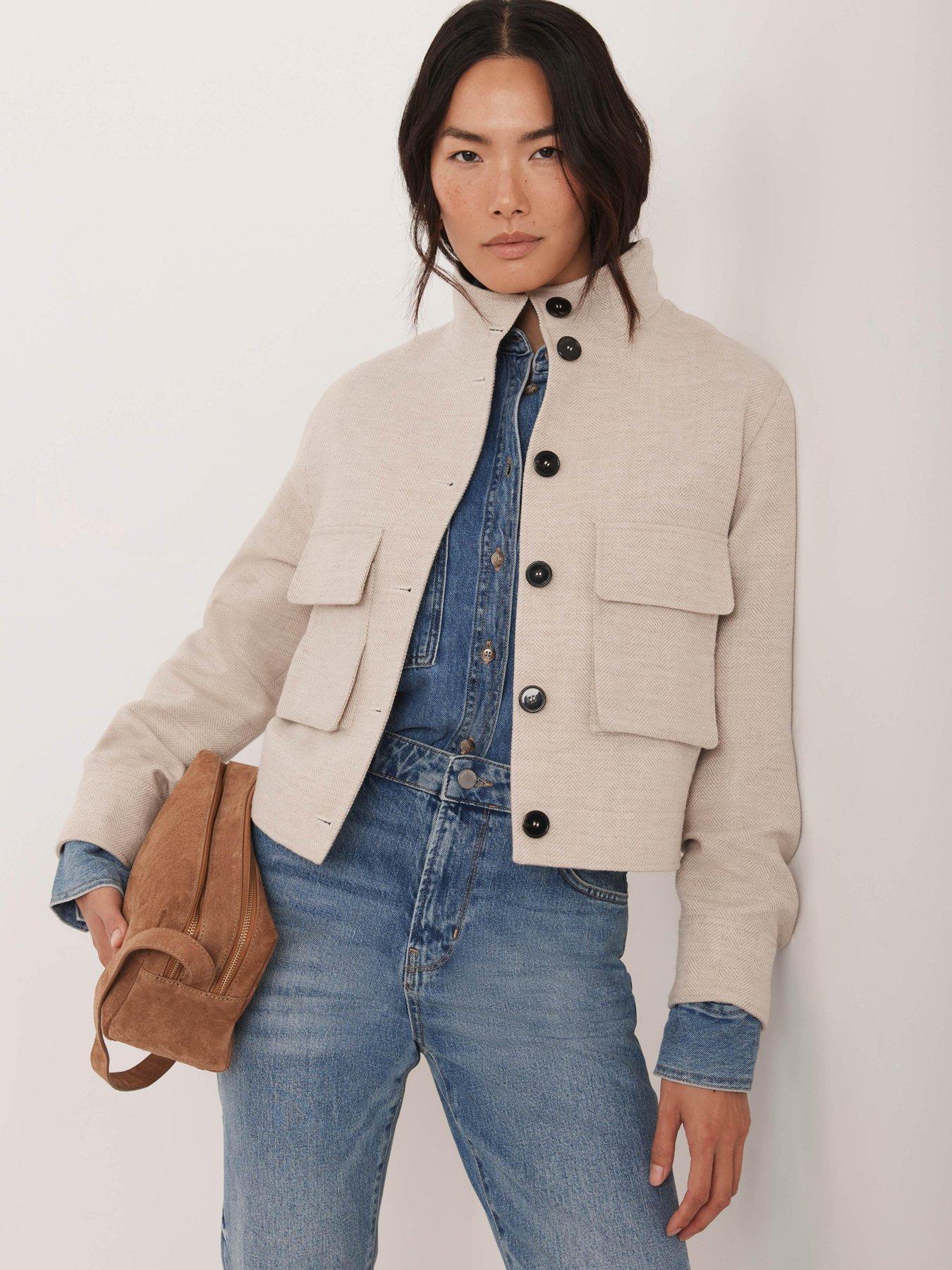 Mint Velvet Herringbone Jacket - Cream