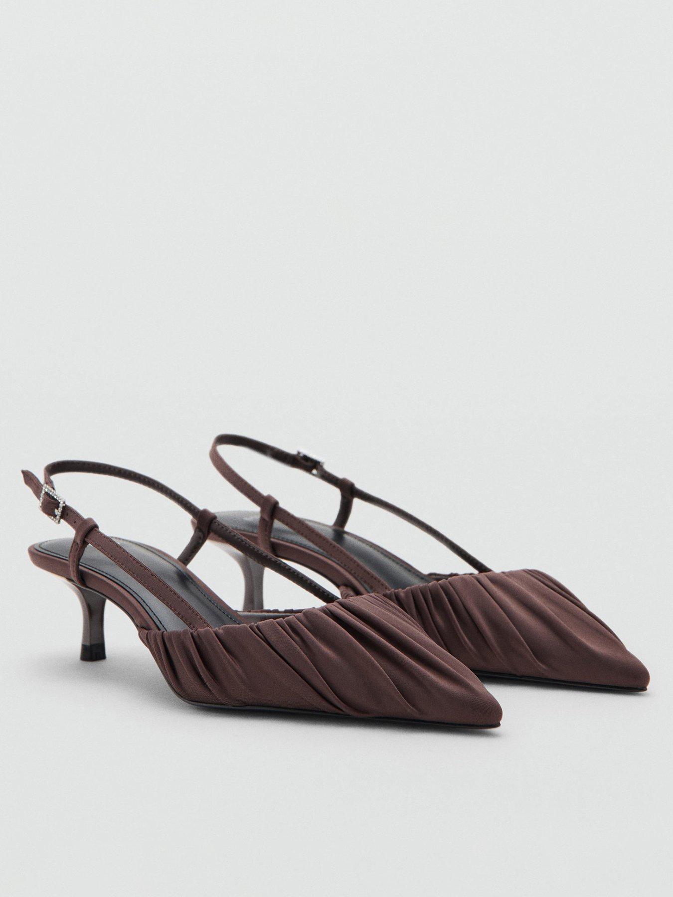 Mango Ruched Satin Kitten Heel