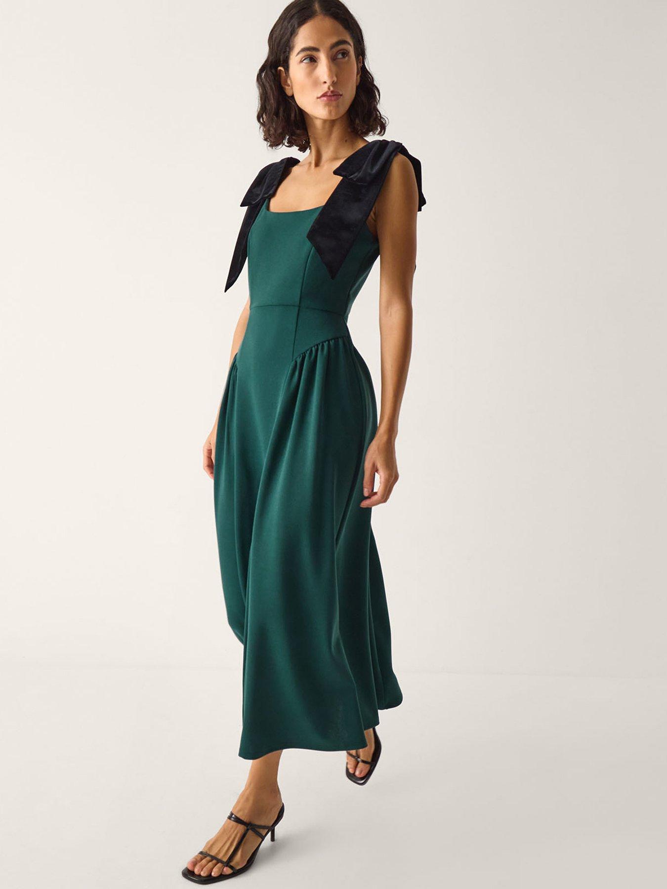 Jersey Dress Monsoon Emerald Green Dress Ruched Side Jersey Dress Green