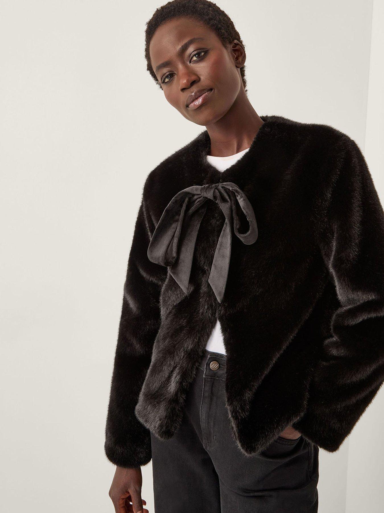 Monsoon Farah Short Fur Jacket - Black