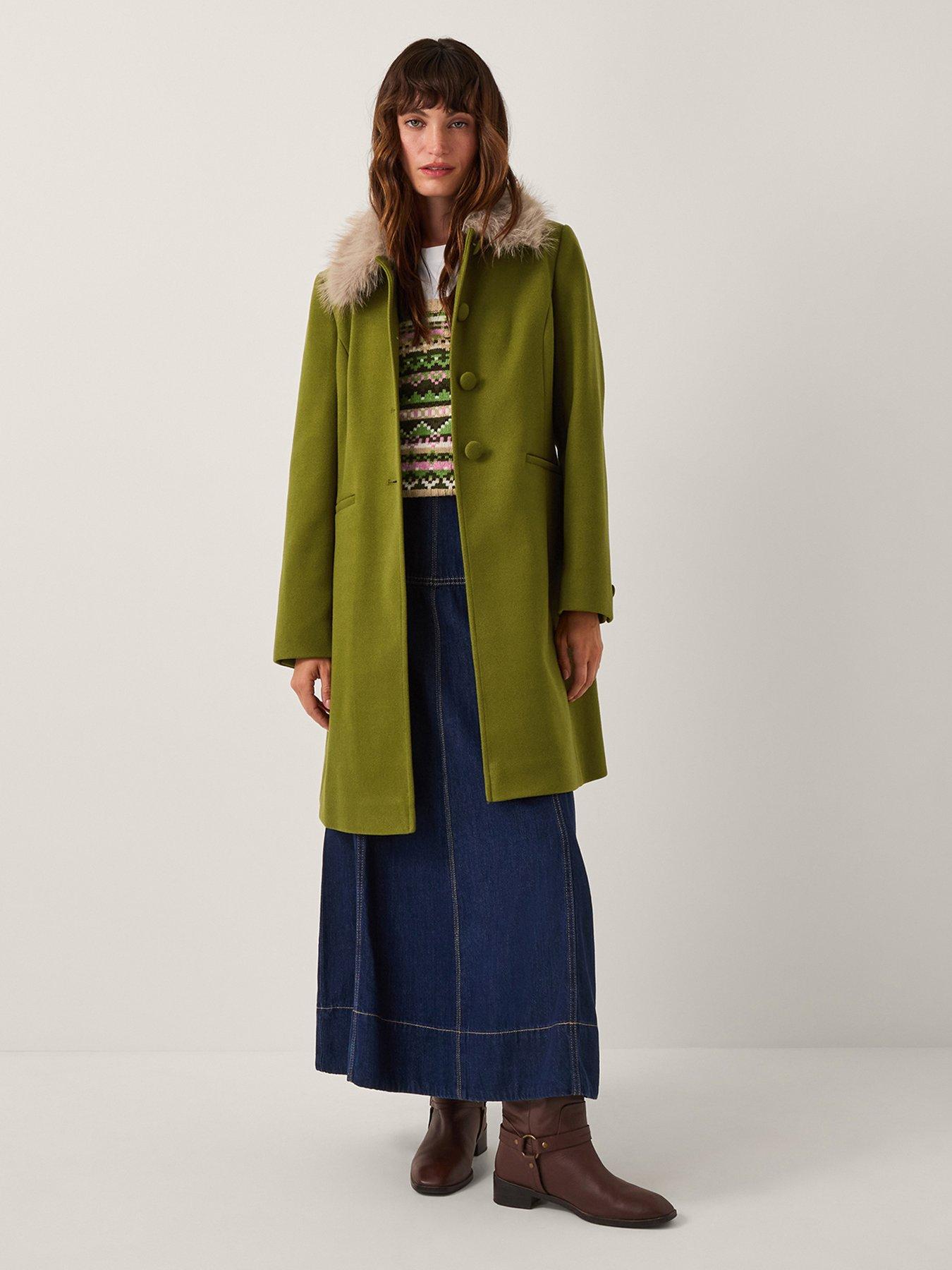 Monsoon Beatrice Coat - Green