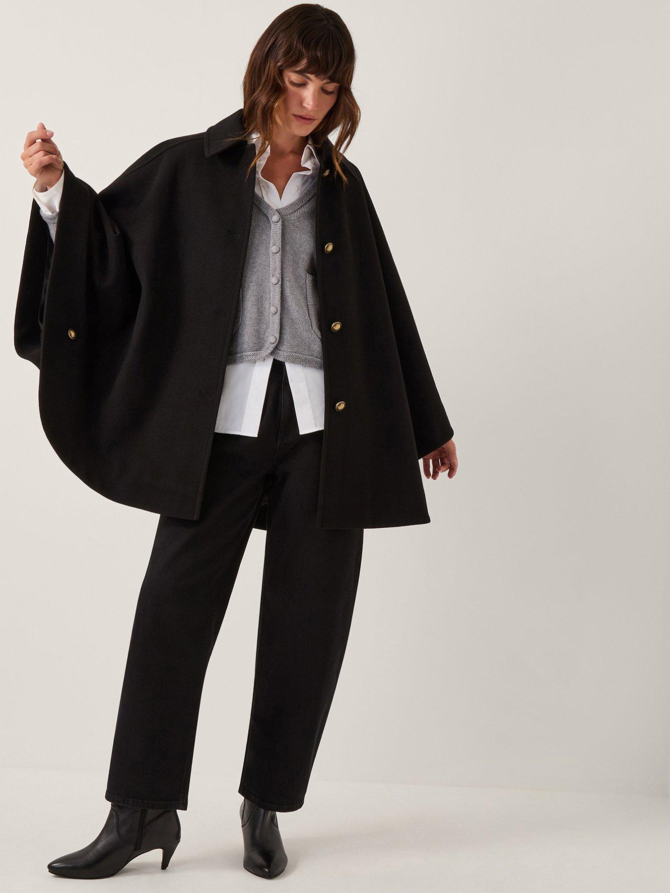 Monsoon Ciara Cape Coat - Black