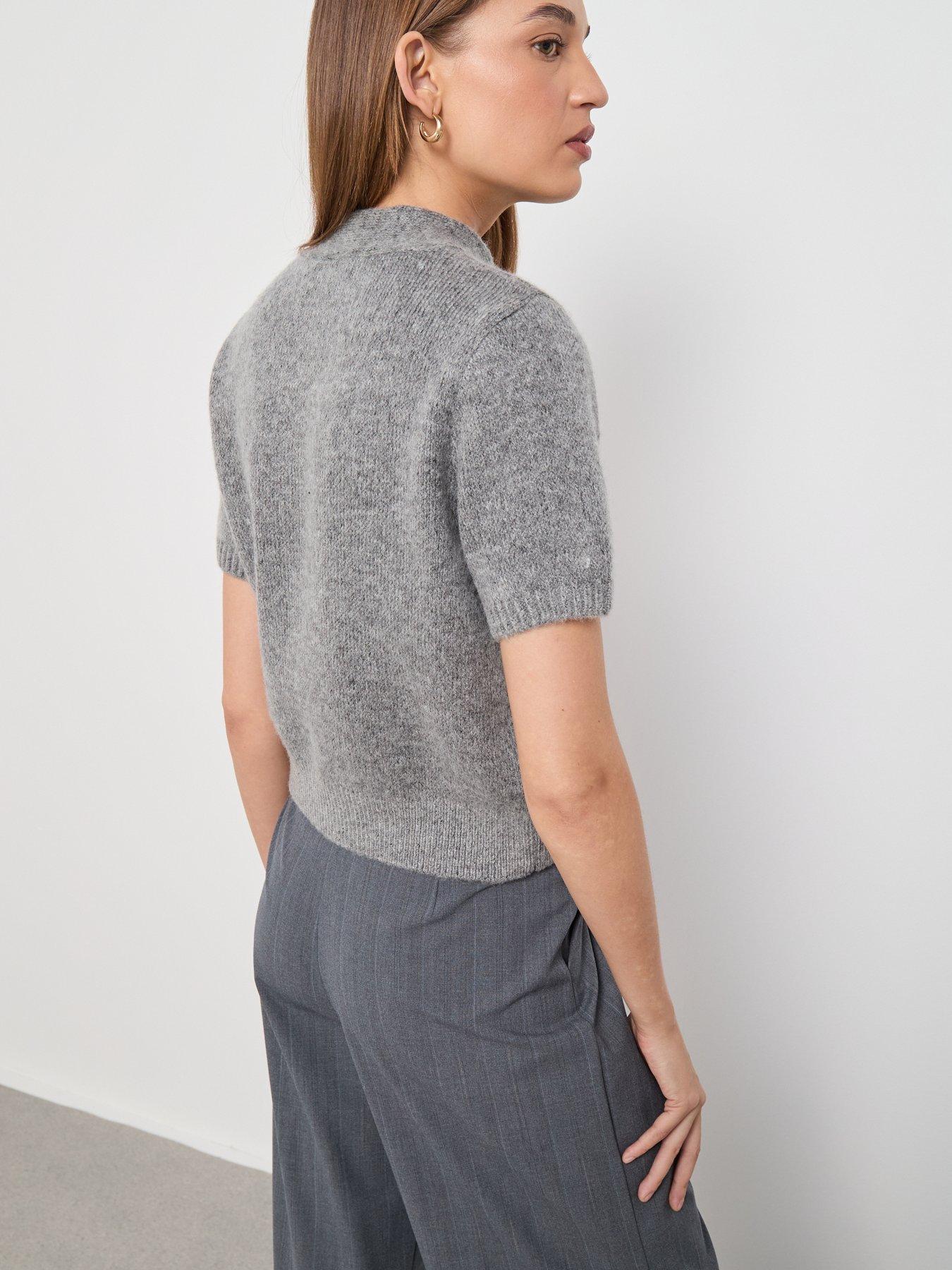 Image 2 of 6 of Mango Scarf Detail Cardigan - Grey