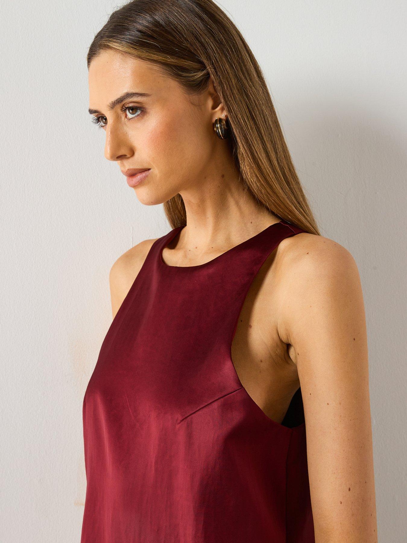 strapless open back dress Kristyn Long Sleeve Midi Dress - Red
