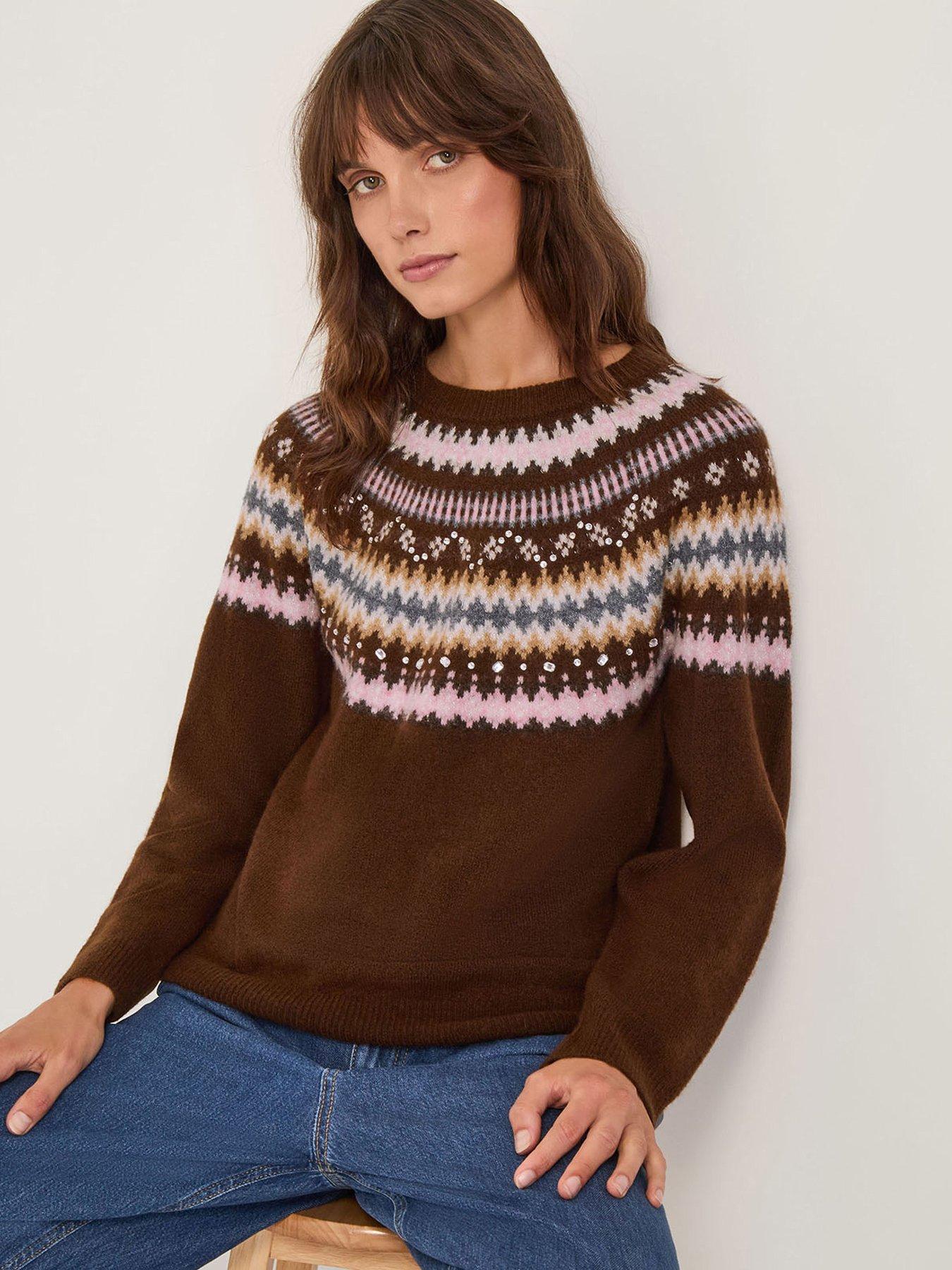 Monsoon Fran Fairisle Jumper - Brown