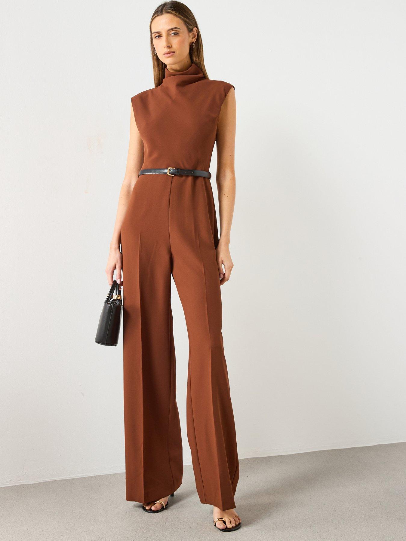 Image 1 of 6 of Mango Tailored Jumpsuit - Brown