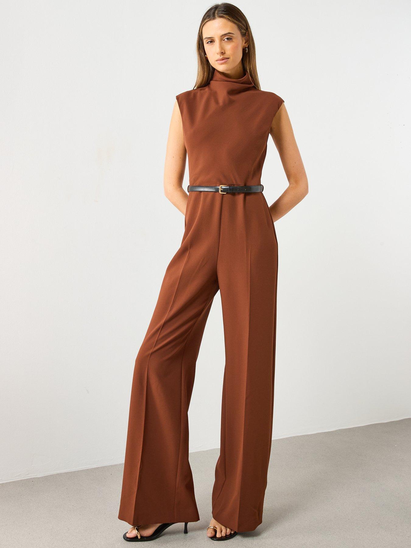 Image 3 of 6 of Mango Tailored Jumpsuit - Brown