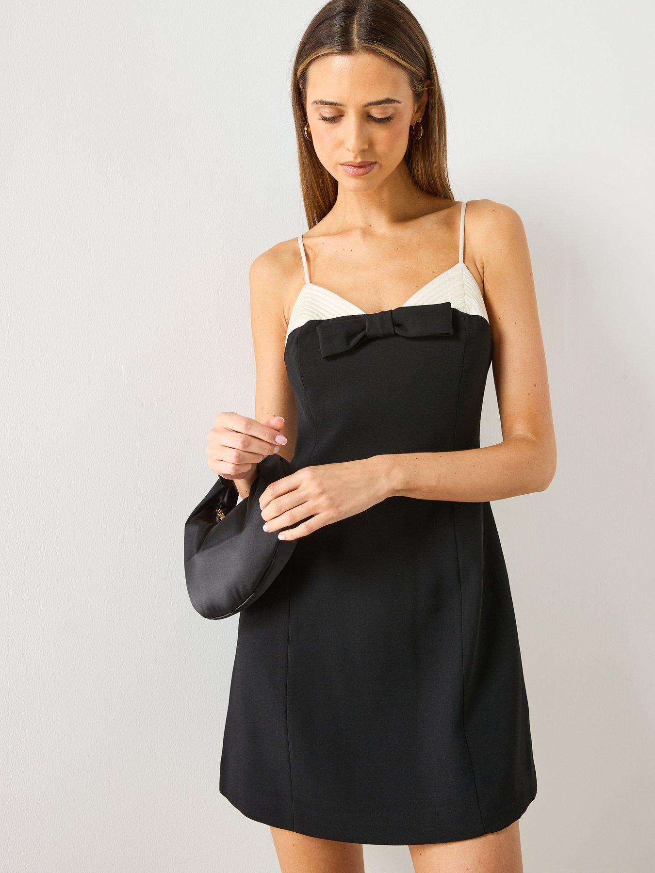 Mango Bow Contrasting Dress - Black