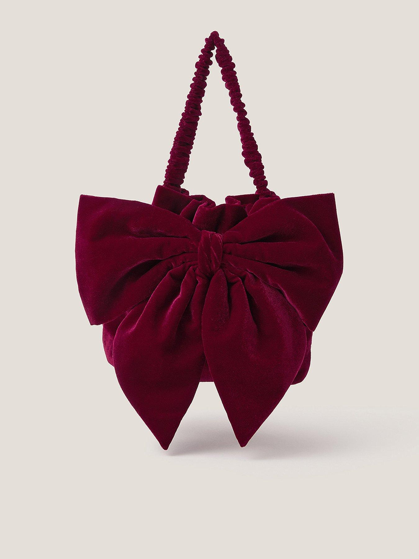 Monsoon Ciri Velvet Bow Bag - Red