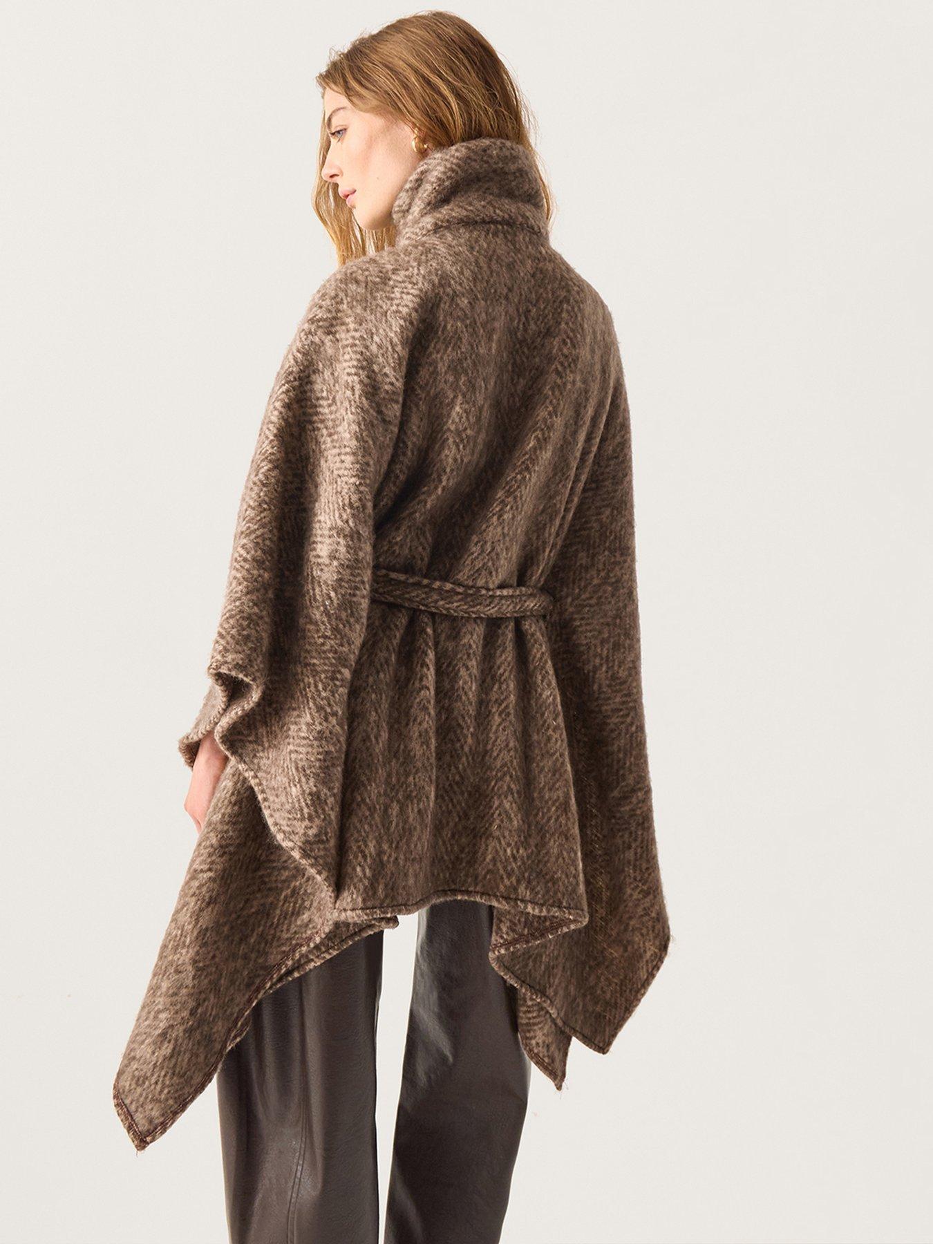 Image 2 of 5 of Monsoon Cara Herringbone Knit Cape - Brown
