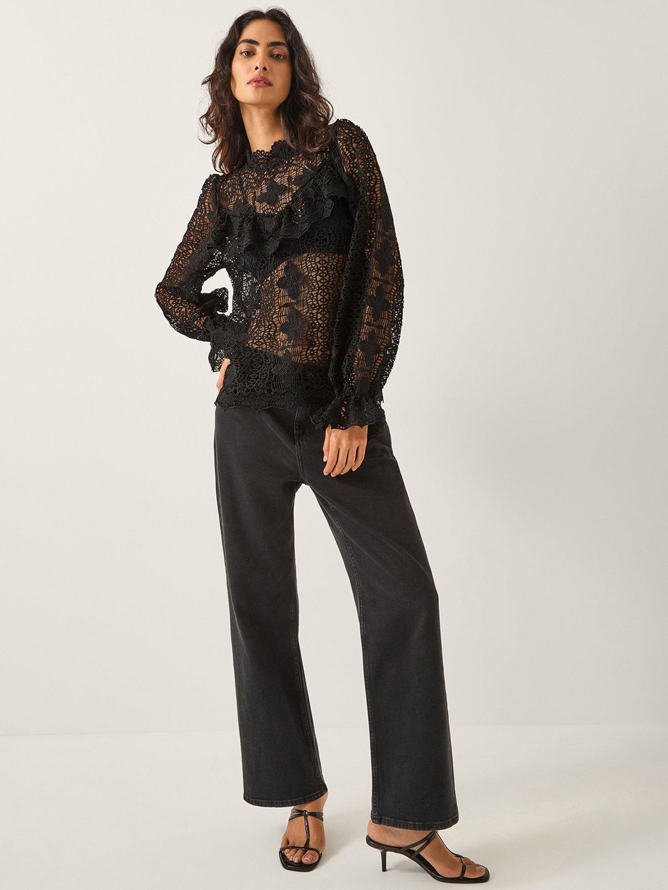 Monsoon Phoebe Lace Top - Black