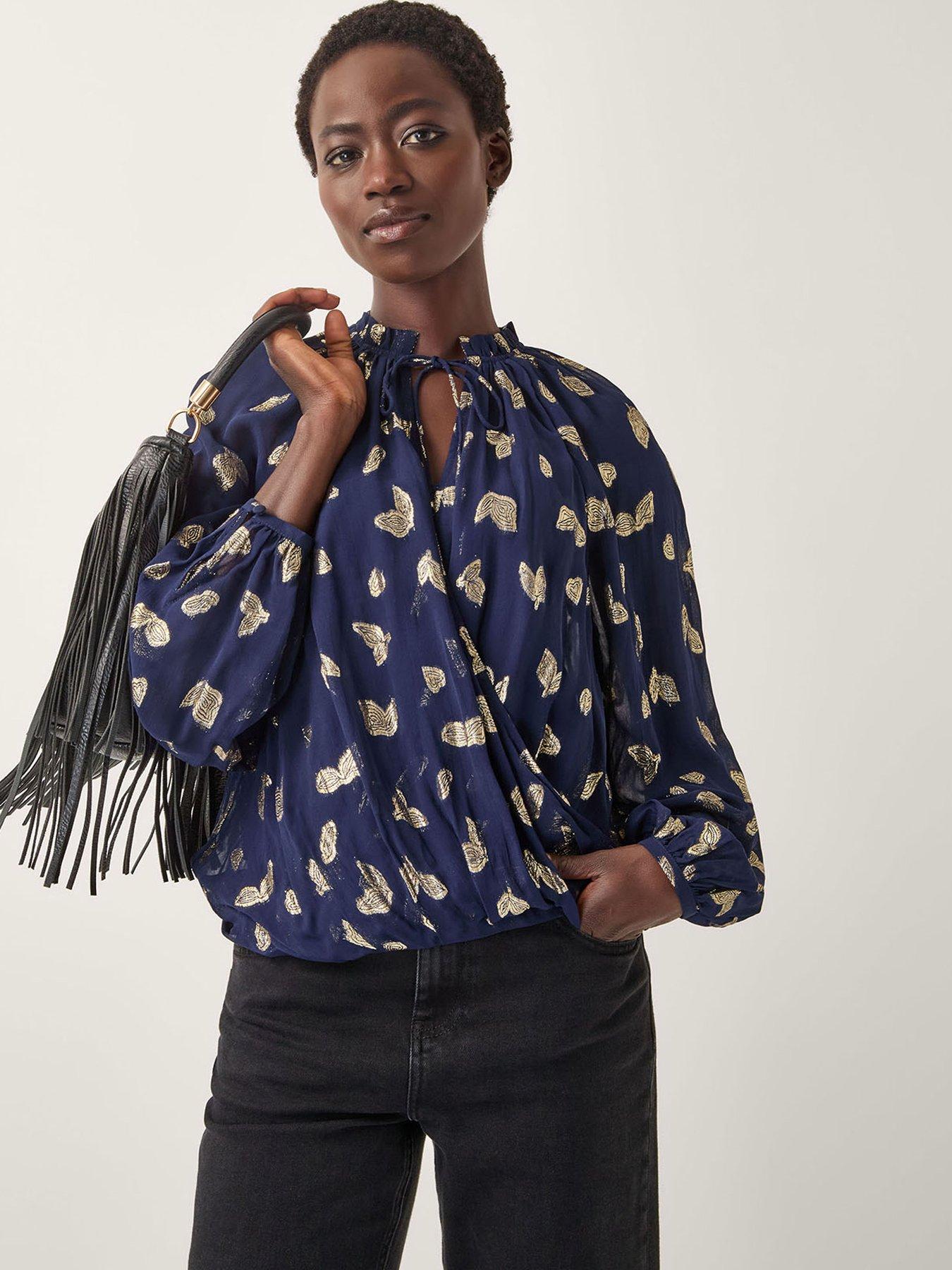 Image 1 of 5 of Monsoon Angela Wrap Blouse - Blue