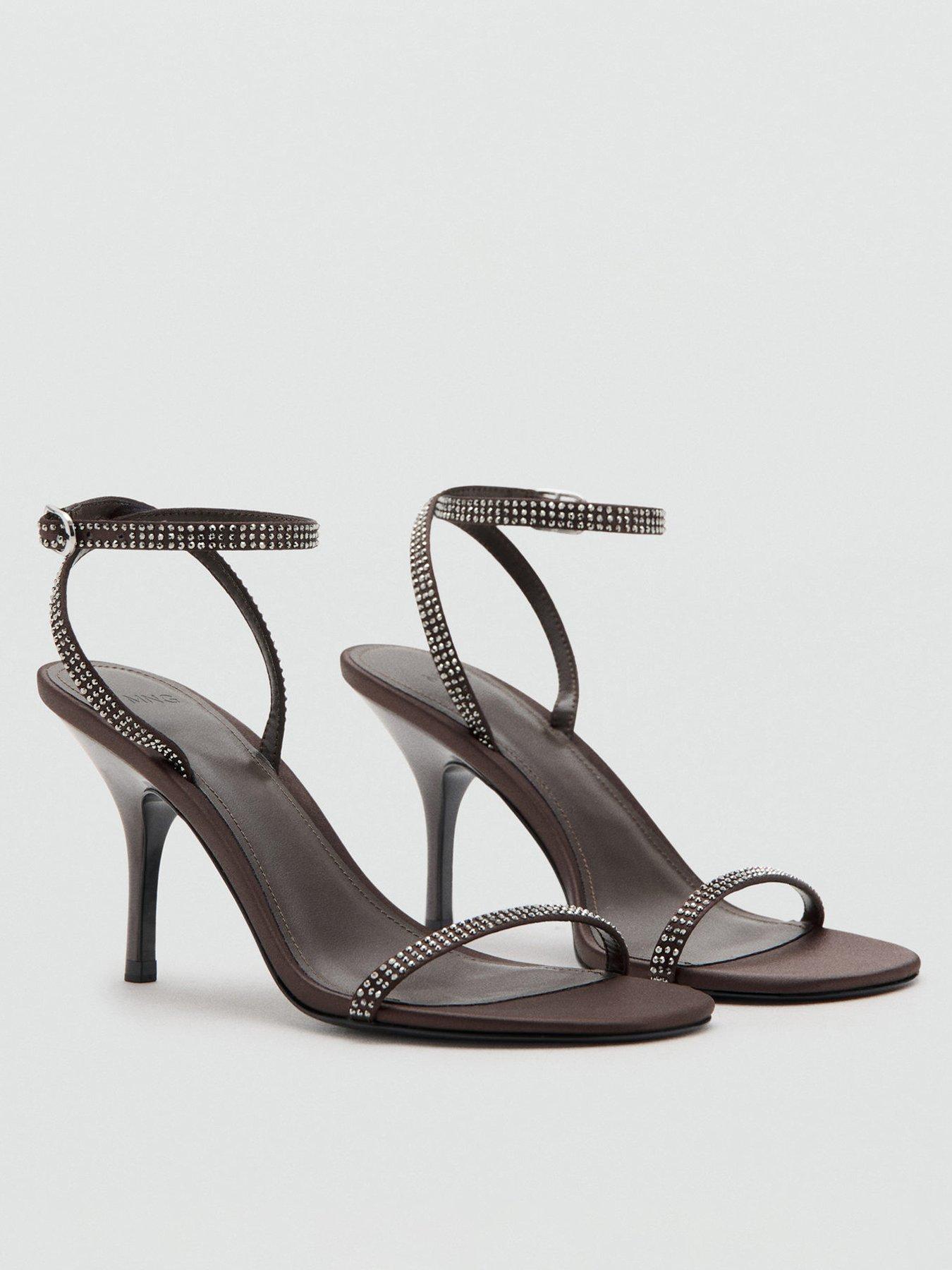 Mango Embellished Sandal, Brown, Size 3, Women