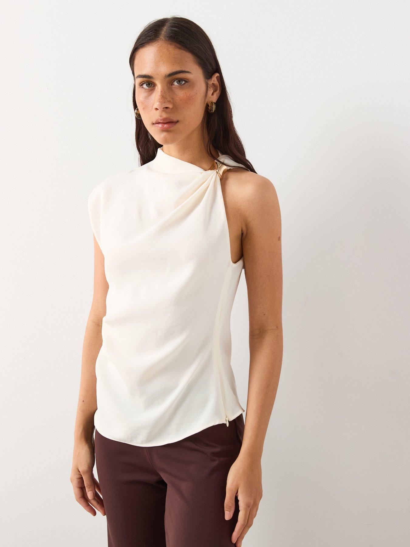 Mango Gold Detail Blouse, Cream, Size L, Women