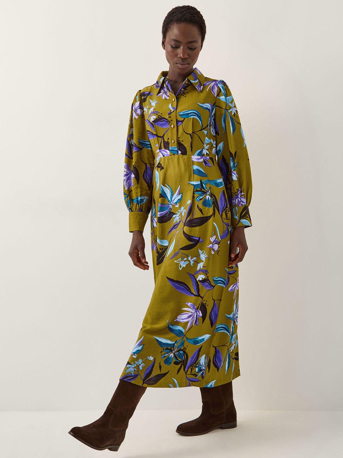Monsoon Sonya Print Dress - Green
