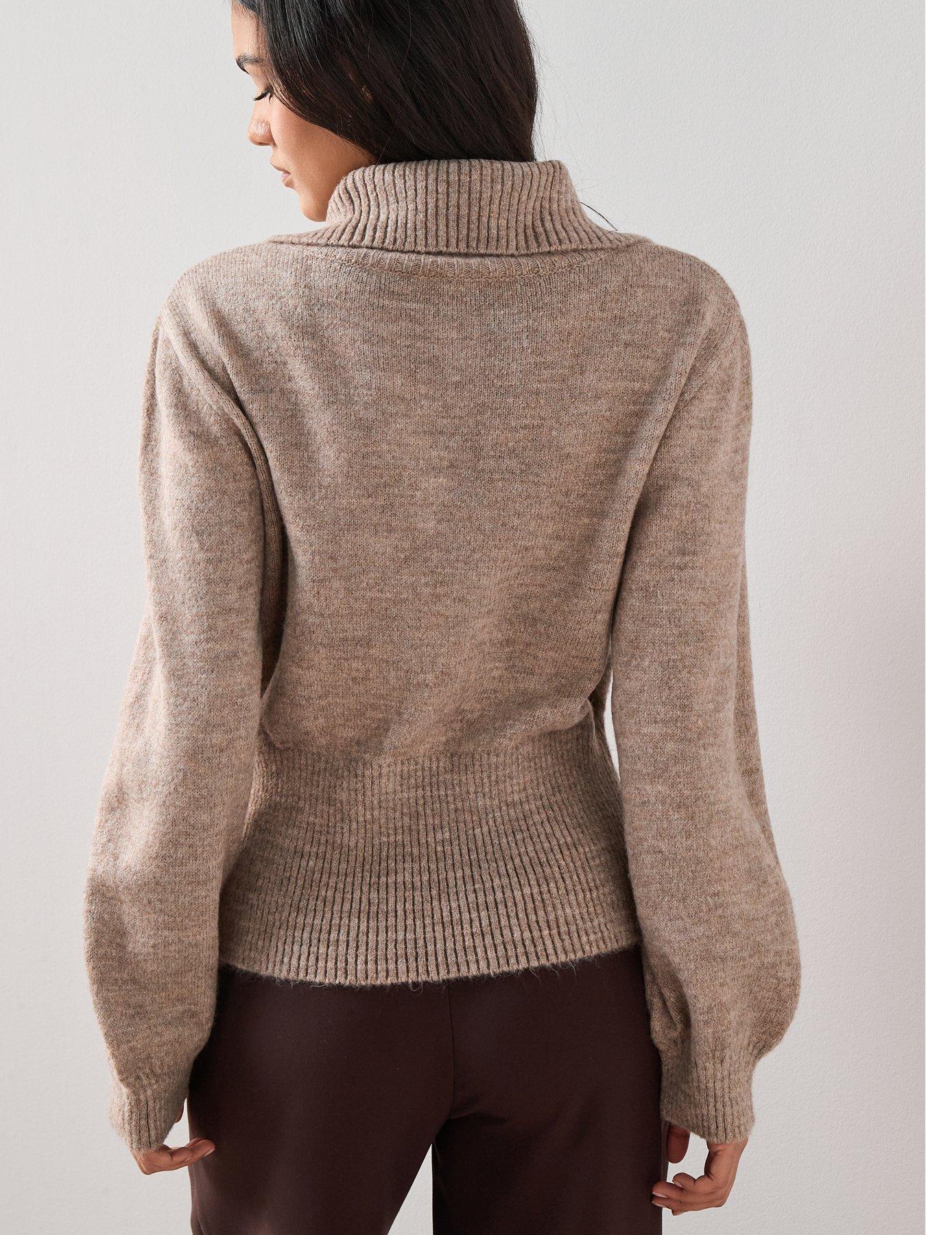 Image 2 of 6 of The Very Collection Collared Neck Cinched Waist&nbsp;Jumper - Brown