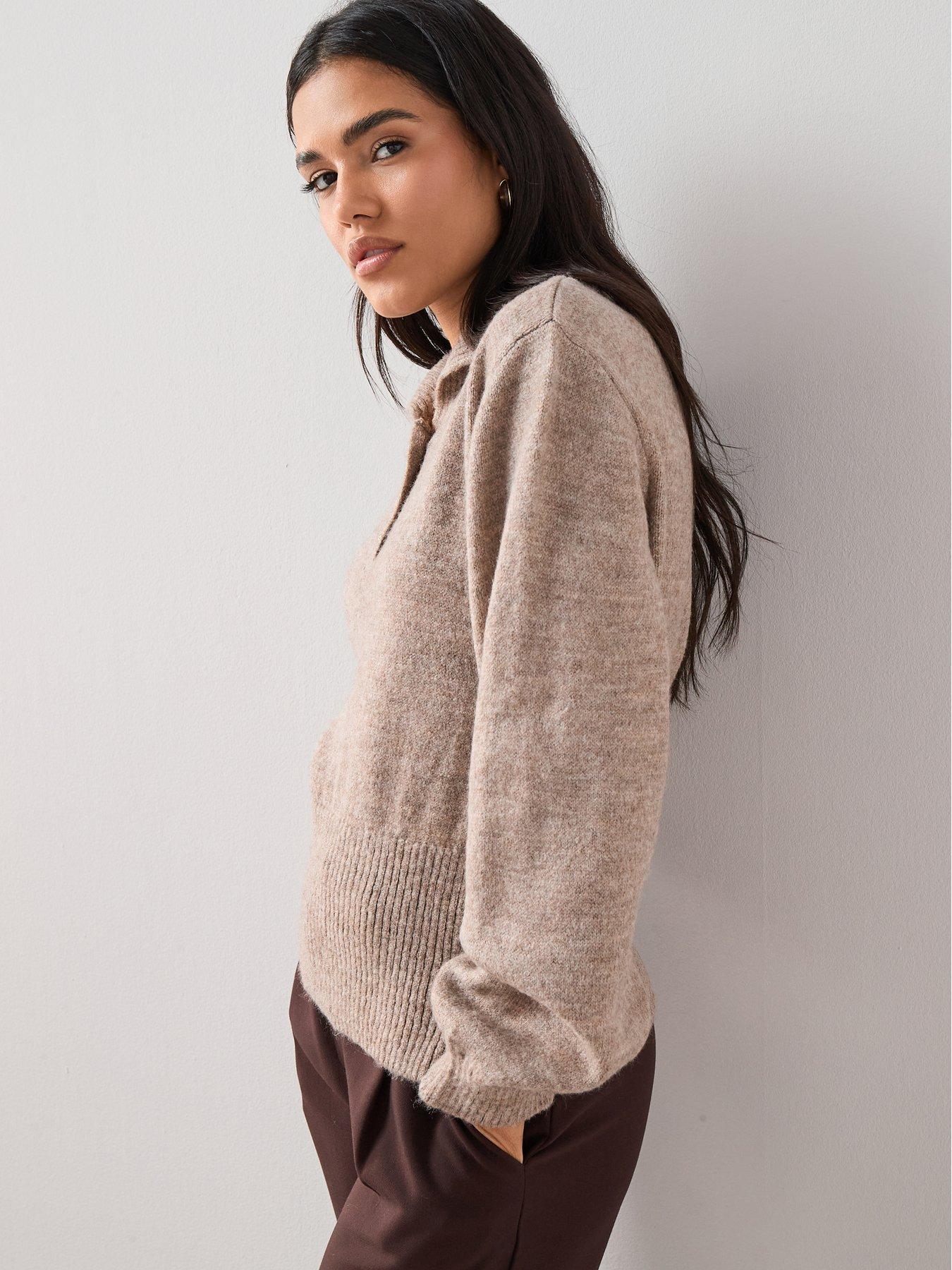 Image 4 of 6 of The Very Collection Collared Neck Cinched Waist&nbsp;Jumper - Brown