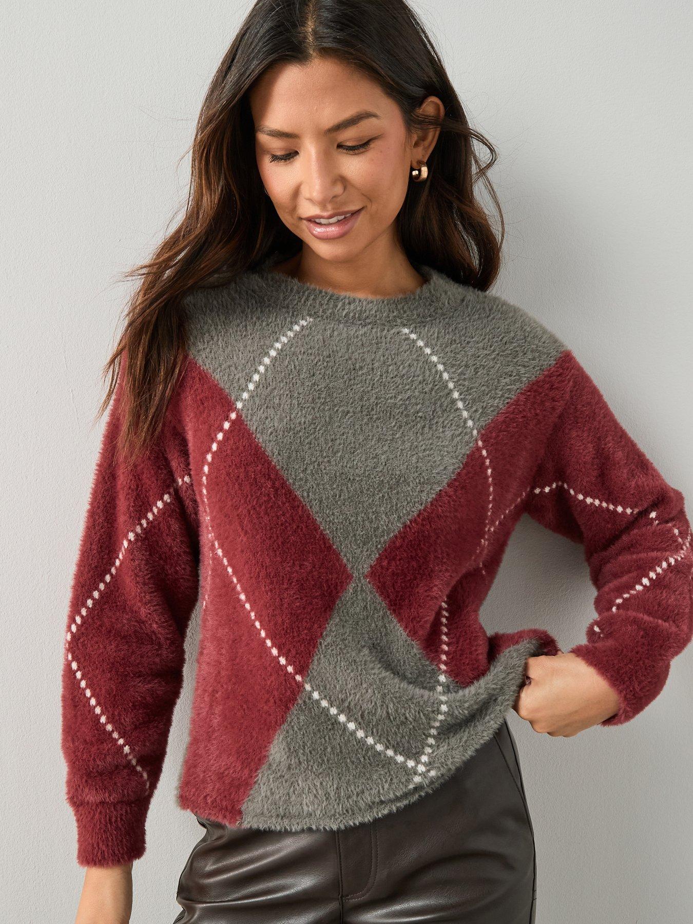 The Very Collection Crew Neck Argyle Jumper - Multi