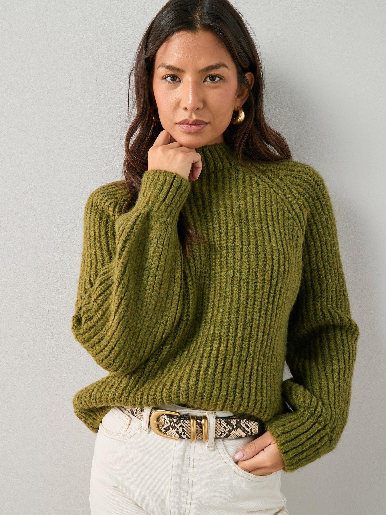 The Very Collection Funnel Neck Jumper - Green