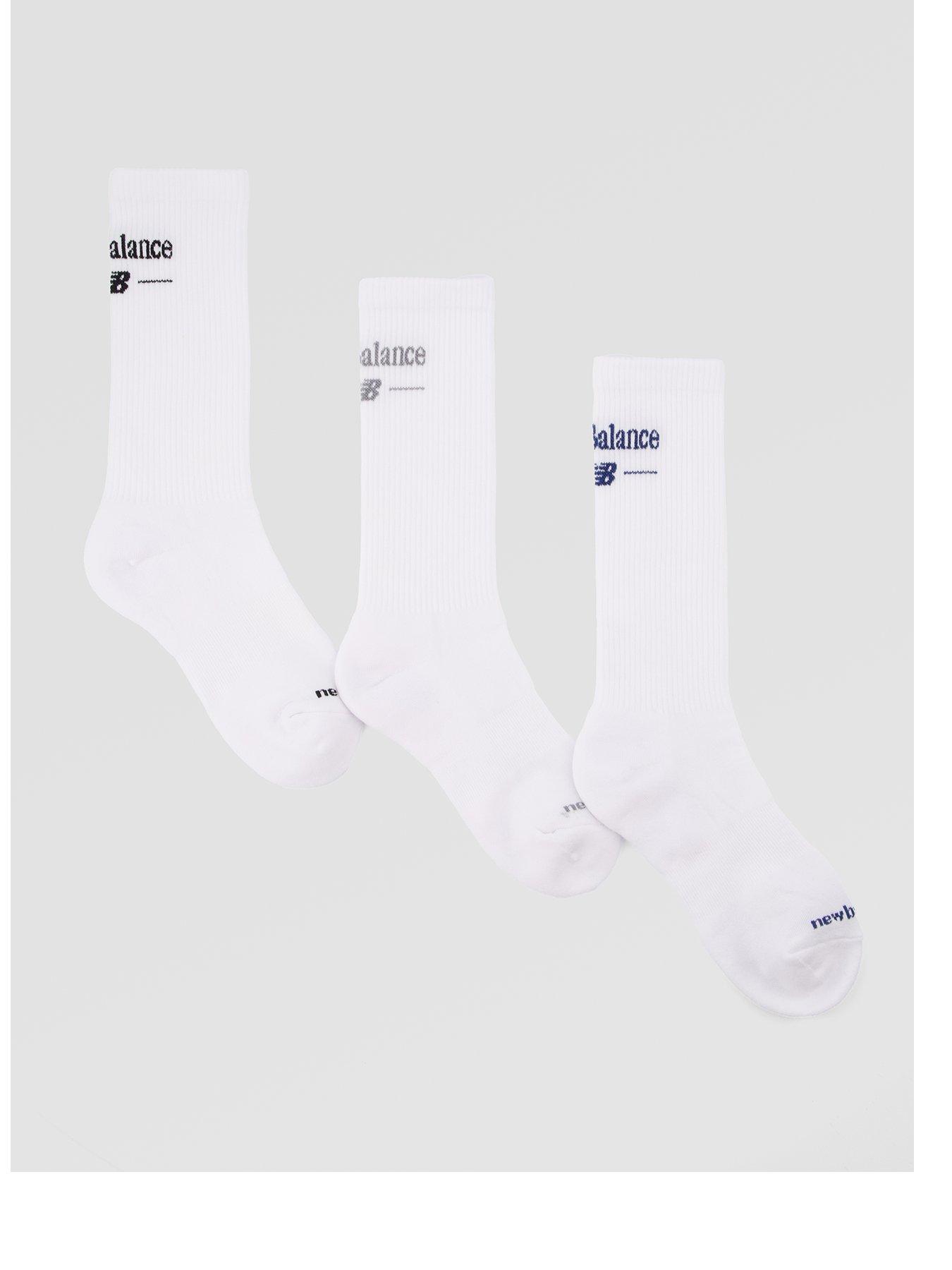 New Balance Back Script Crew Socks 3 Pack - White