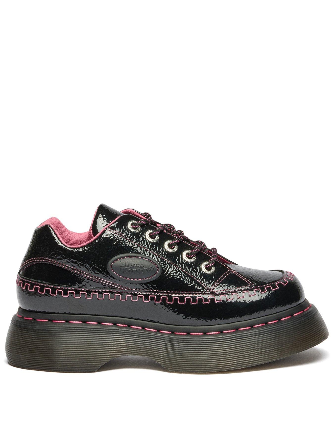 Dr Martens Buzz5 Eye Distressed Patent Leather Shoes - Black
