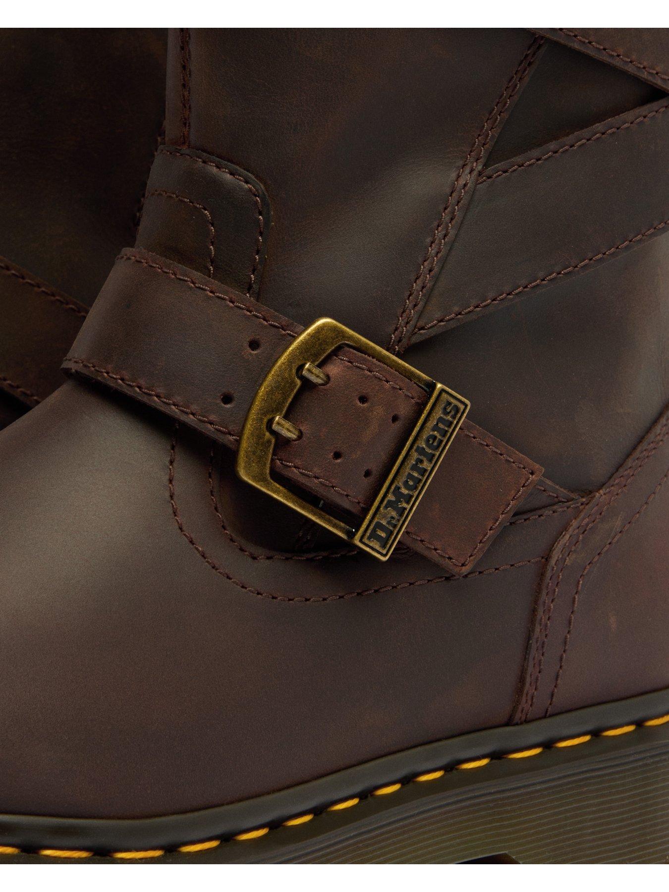 Image 6 of 7 of Dr Martens Anistone 2 Strap Crazy Horse Leather Biker Boots - Dark Brown