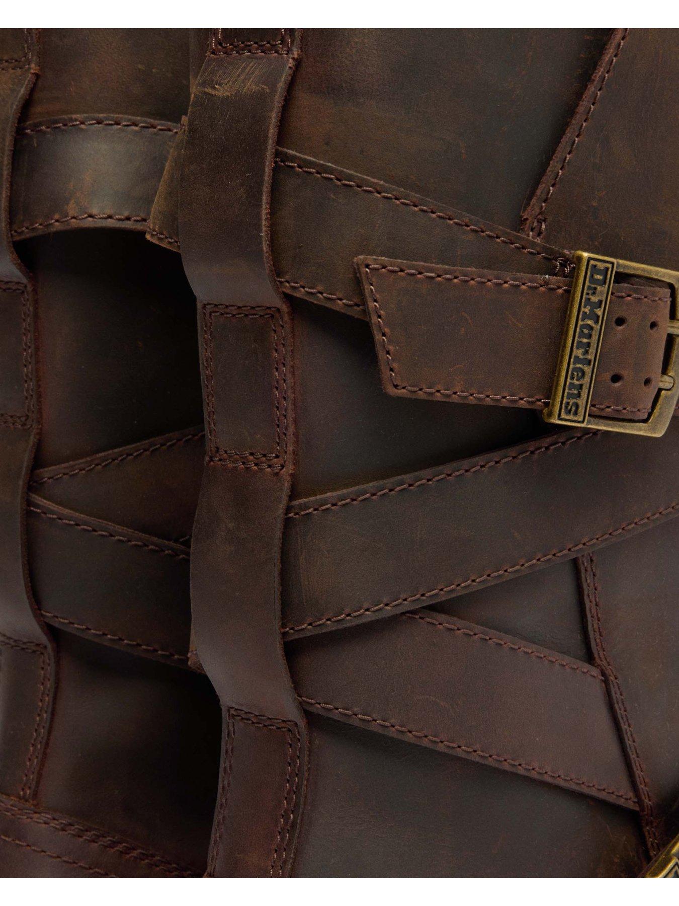 Image 7 of 7 of Dr Martens Anistone 2 Strap Crazy Horse Leather Biker Boots - Dark Brown