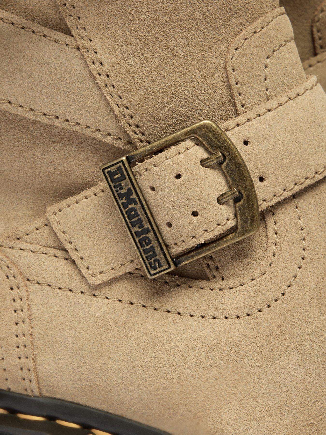 Image 6 of 7 of Dr Martens Anistone 2 Strap Suede Biker Boots - Tan Bronx Suede