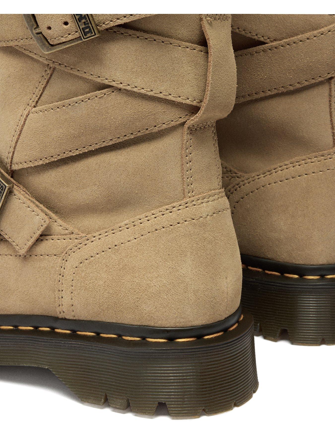Image 7 of 7 of Dr Martens Anistone 2 Strap Suede Biker Boots - Tan Bronx Suede