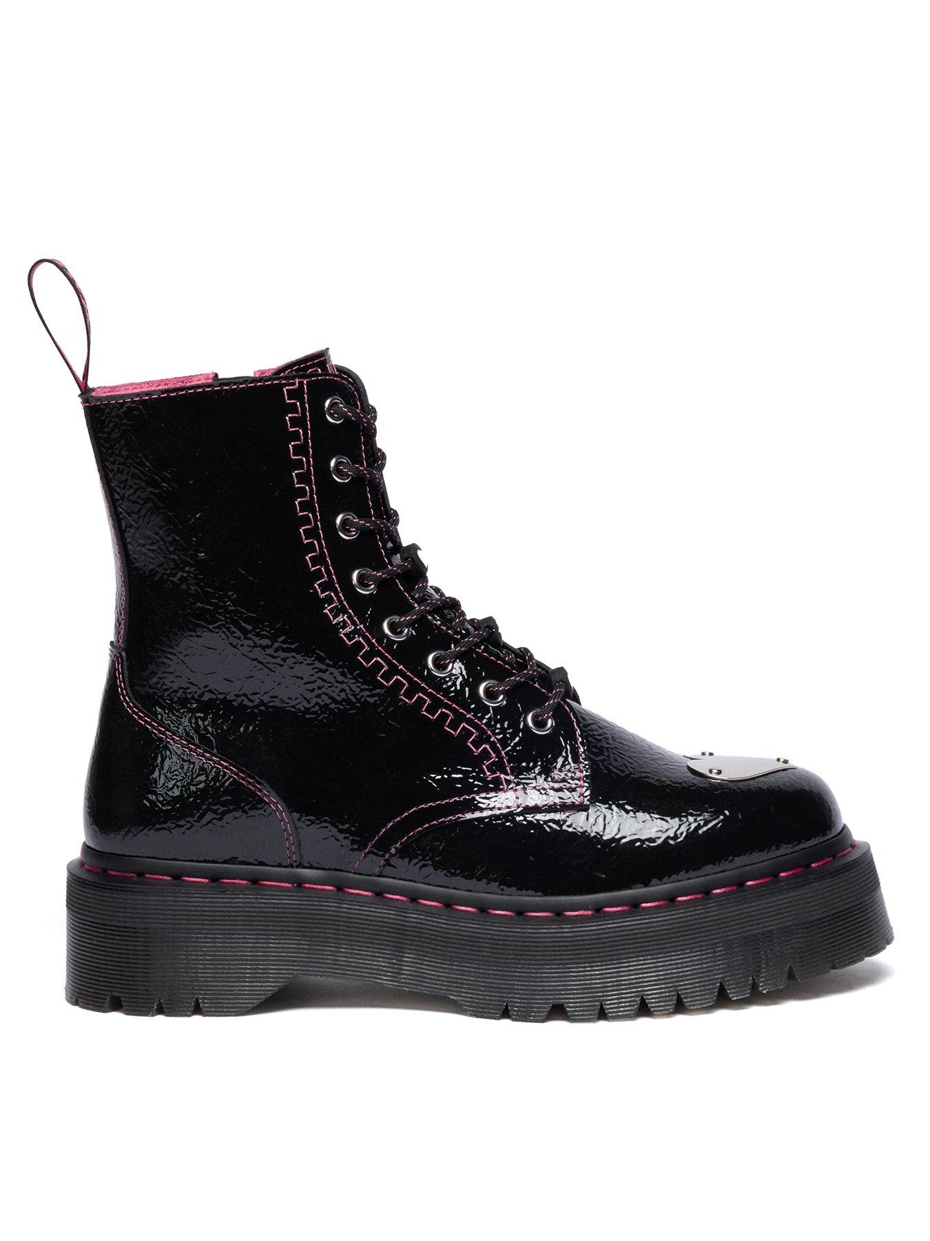 Dr Martens Jadon 8 Eye Distressed Leather Platform Boots - Black